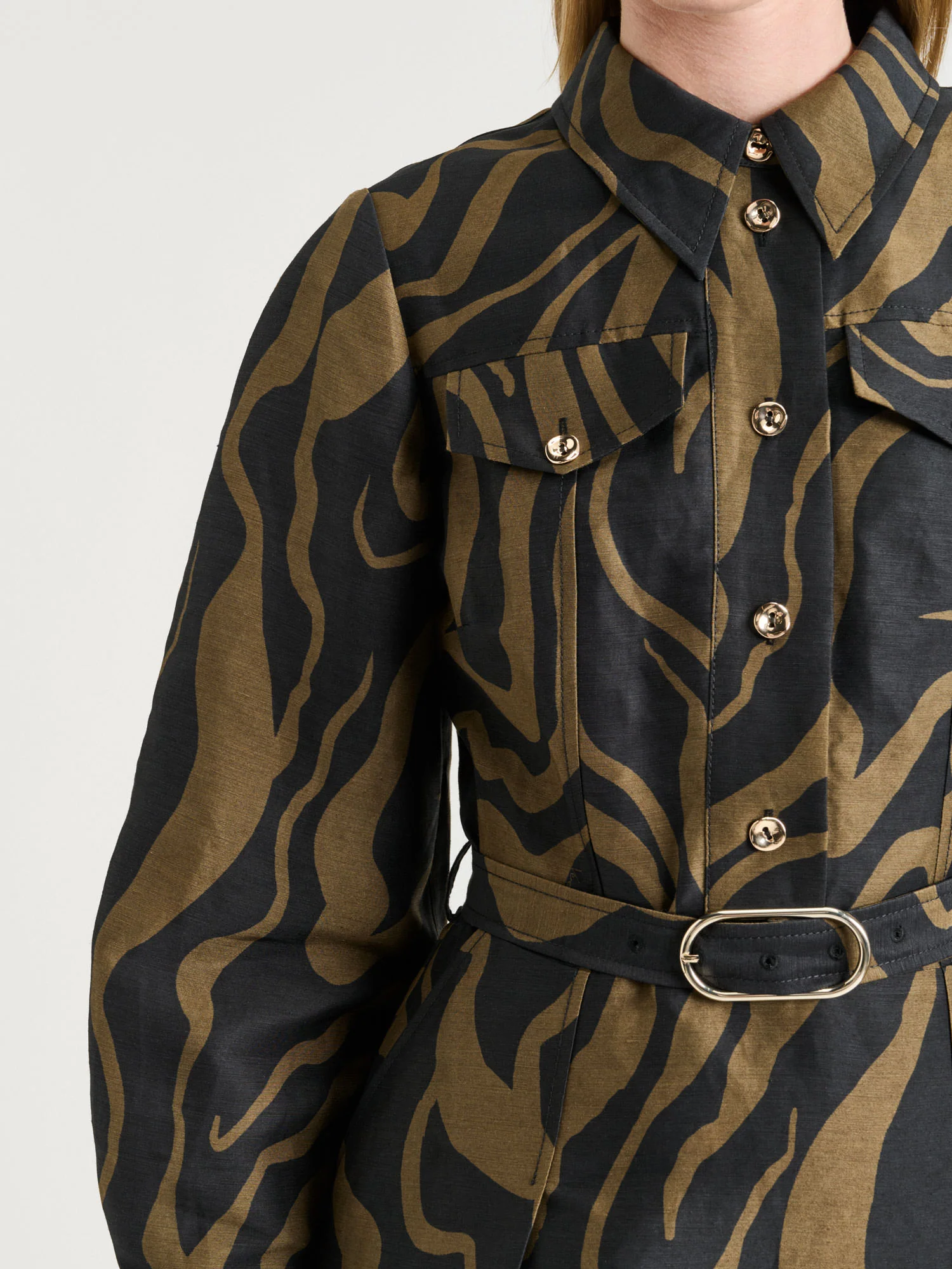Abstract Zebra Linen Viscose Shirtdress - Image 3