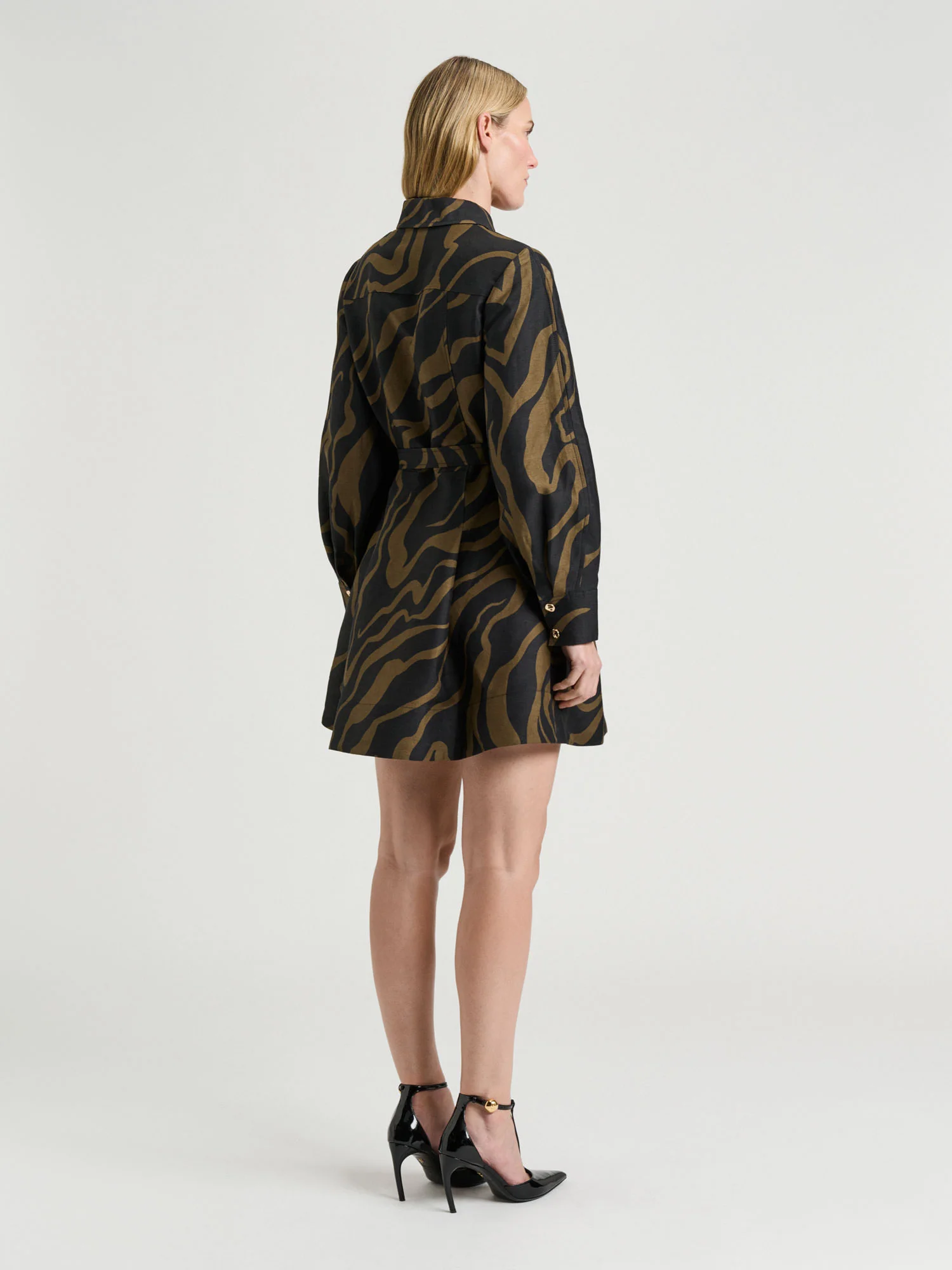 Abstract Zebra Linen Viscose Shirtdress - Image 4