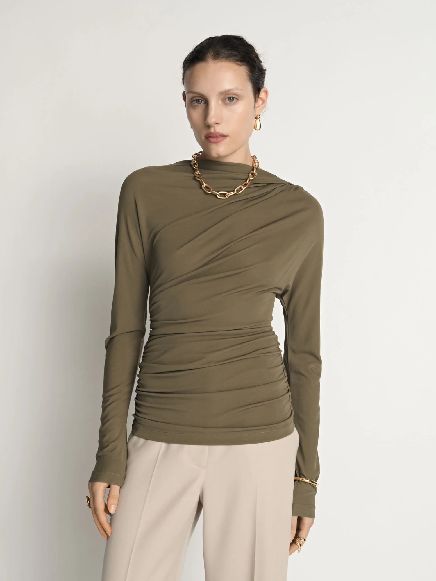 Asymmetric Draped Neck Top - Image 2
