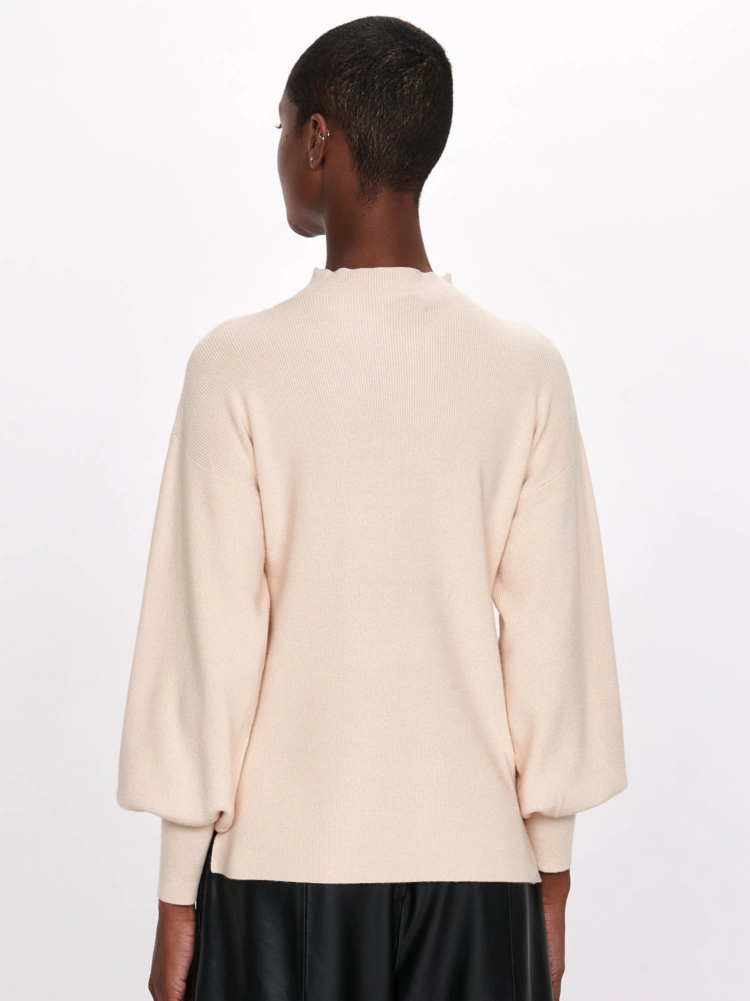 Blouson Sleeve Funnel Neck Knit - Image 2