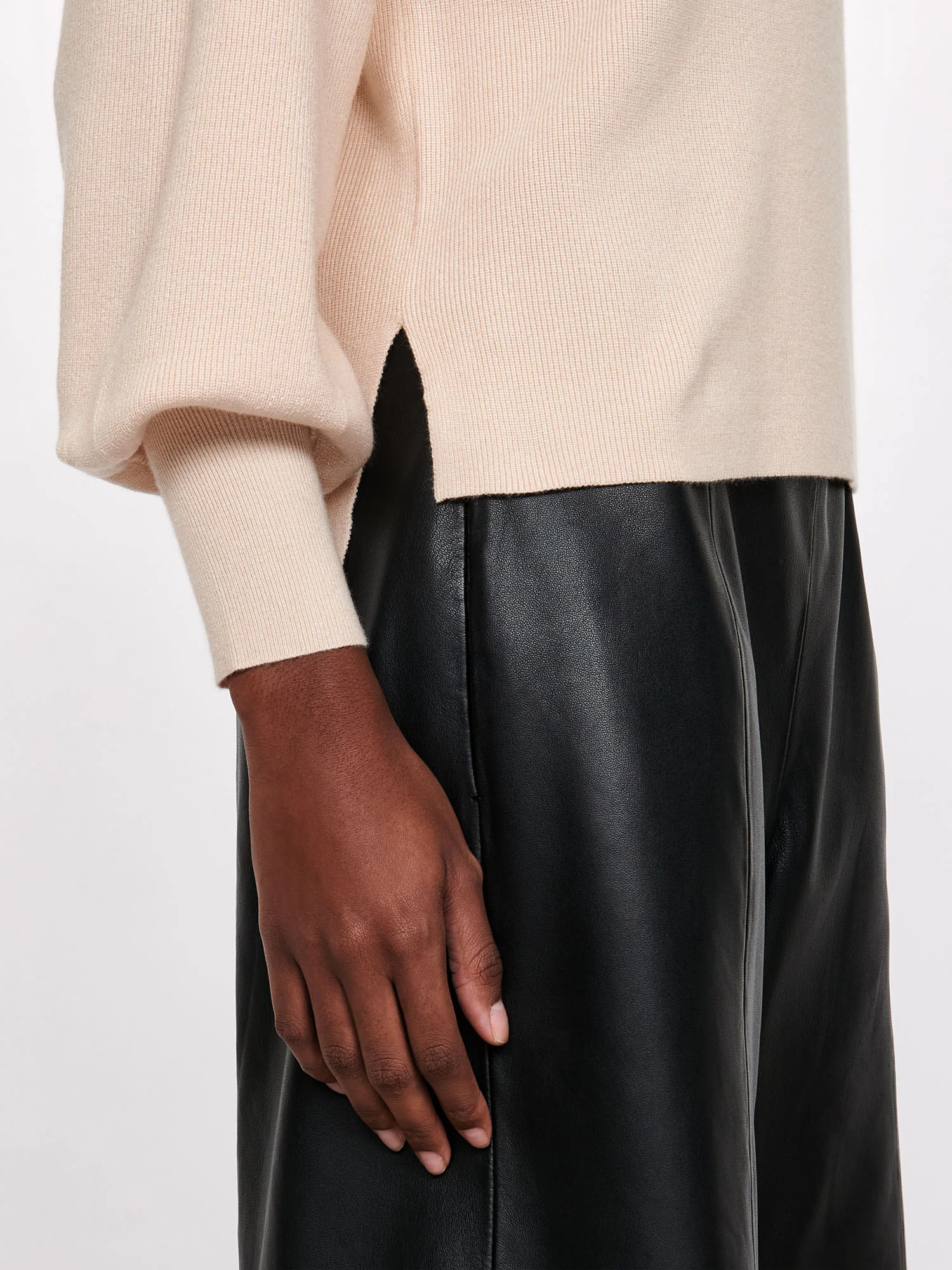 Blouson Sleeve Funnel Neck Knit - Image 3