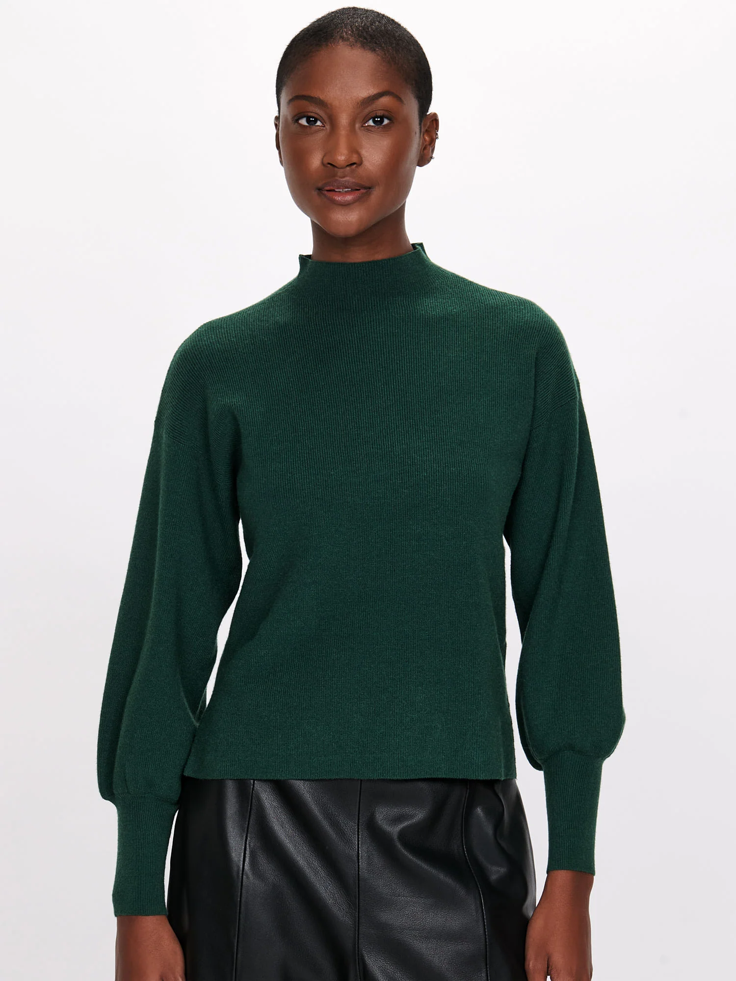 Blouson Sleeve Funnel Neck Knit - Image 4