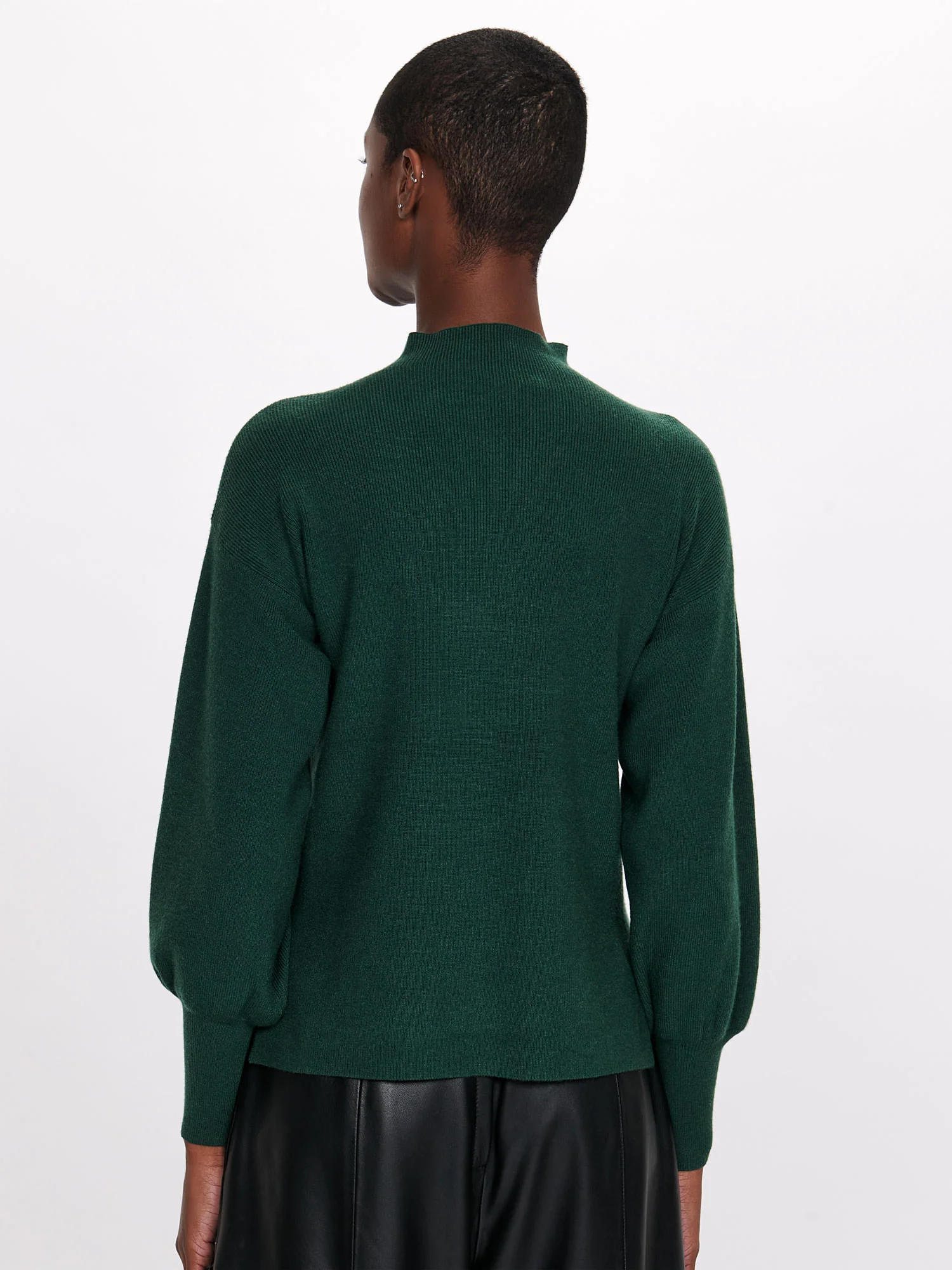Blouson Sleeve Funnel Neck Knit - Image 5