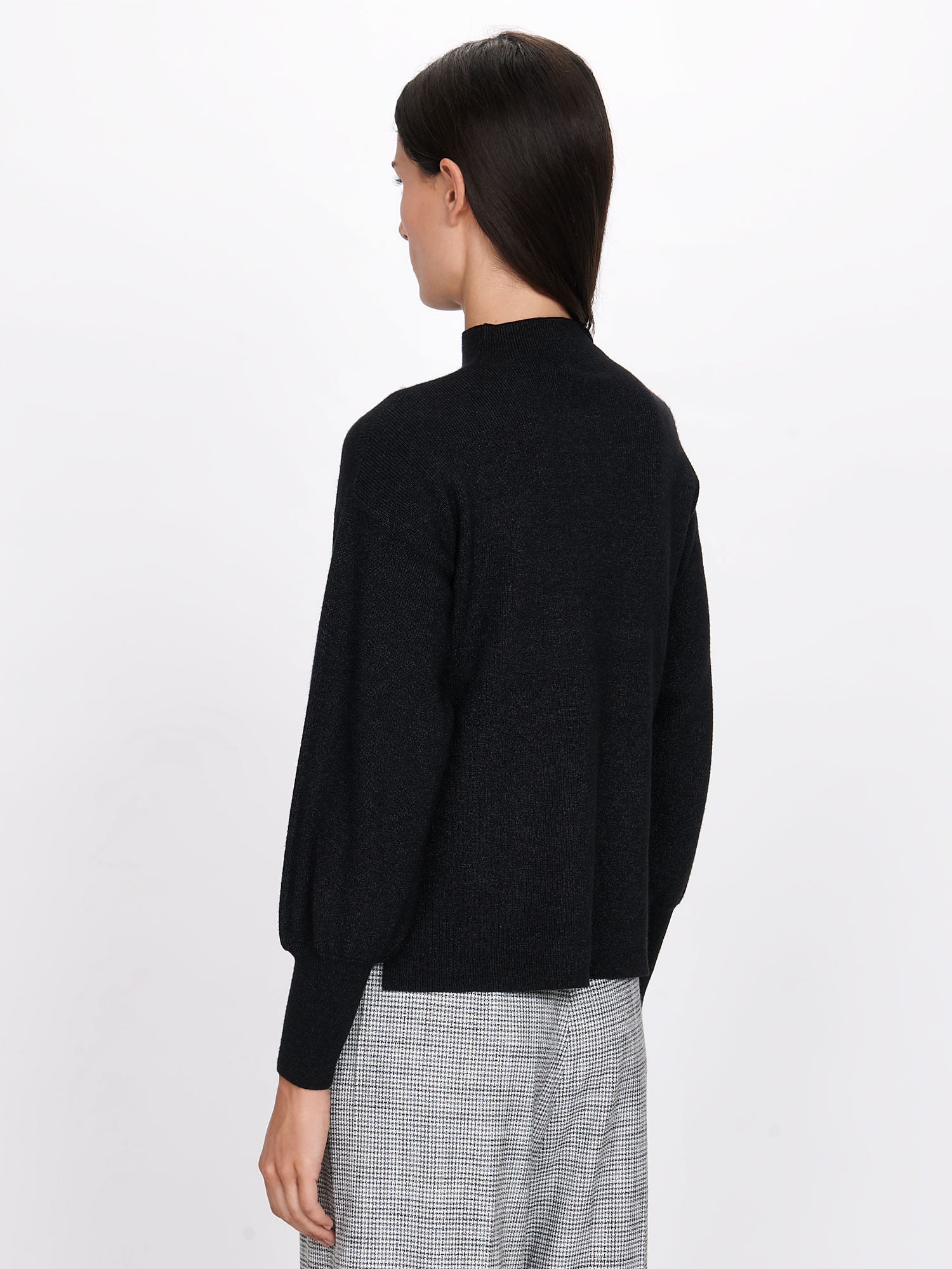 Blouson Sleeve Funnel Neck Knit - Image 8