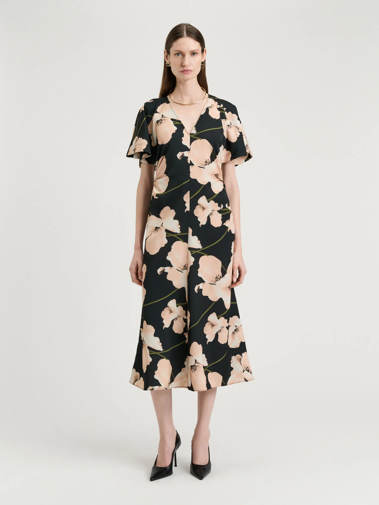 Blush Poppy Satin Back Crepe Dress