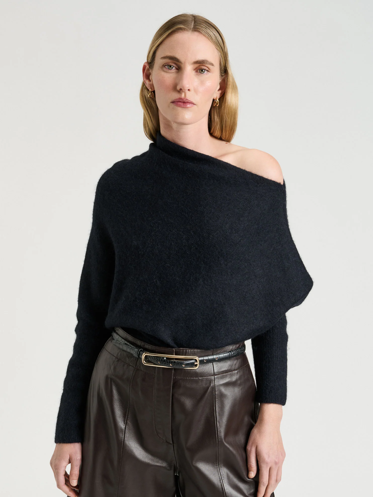 Brushed Alpaca Wool Blend Asymmetric Knit - Image 5