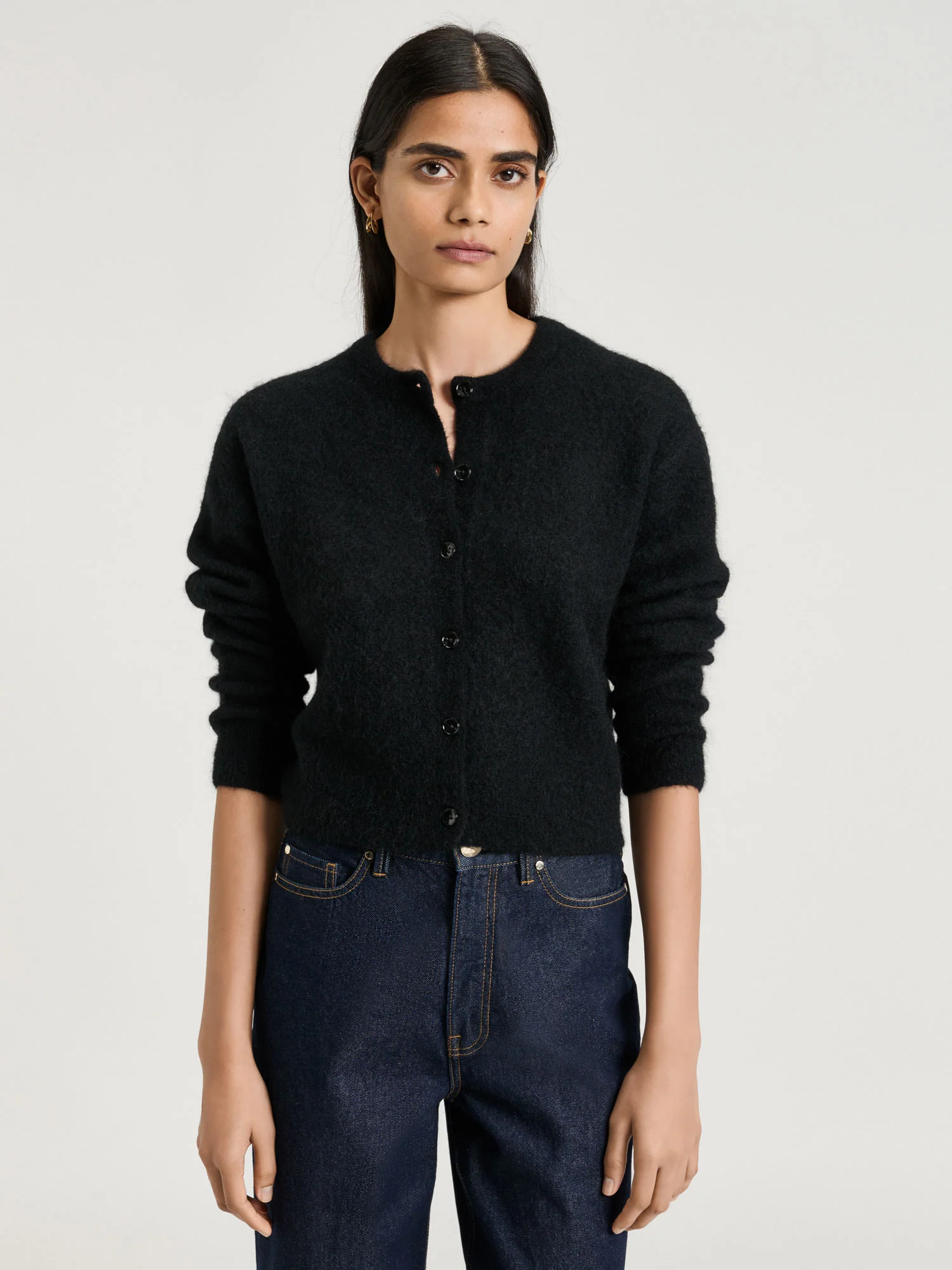 Brushed Alpaca Wool Blend Cardigan