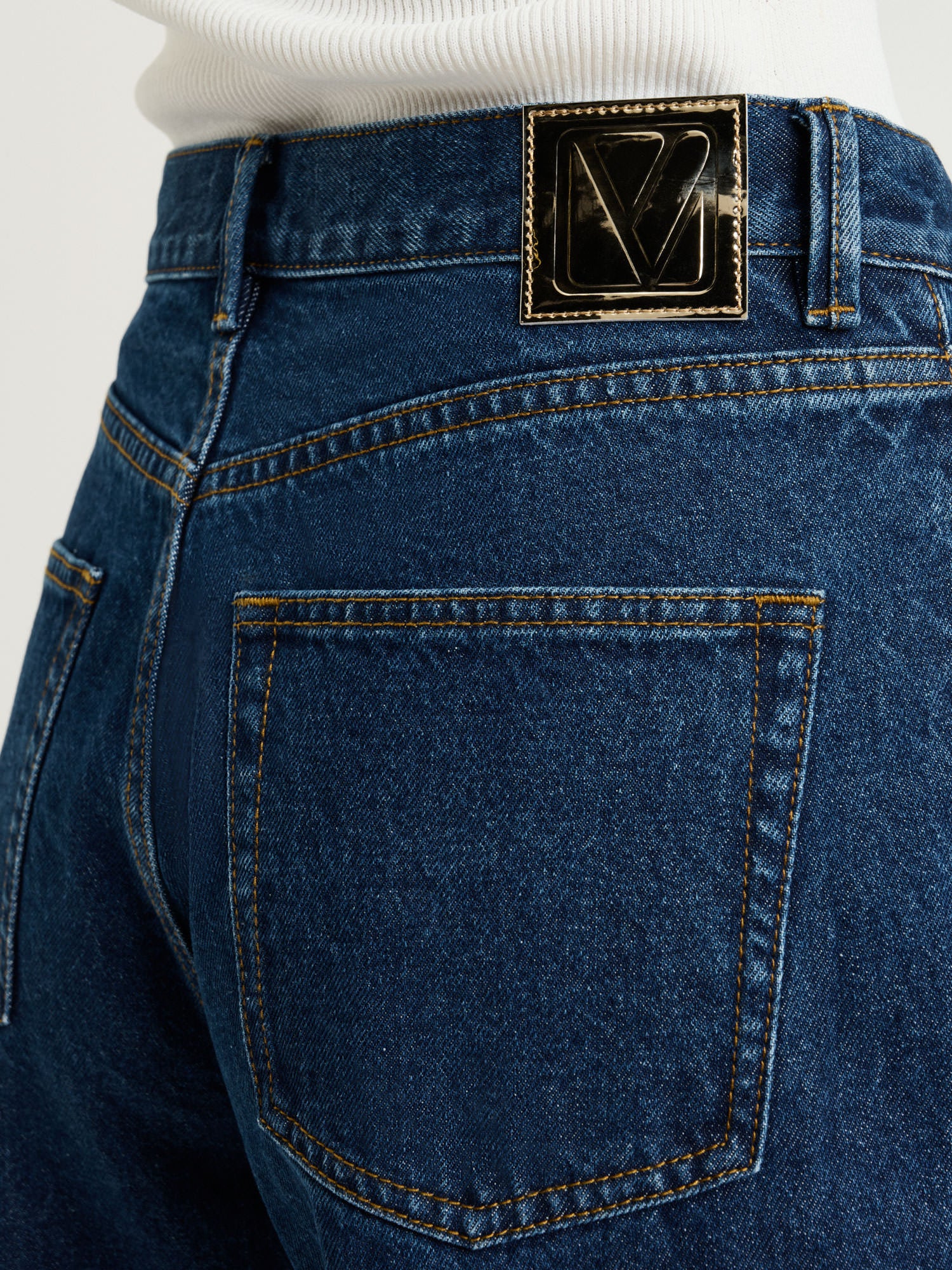 Cotton Denim Cropped Turn Up Jean - Image 3