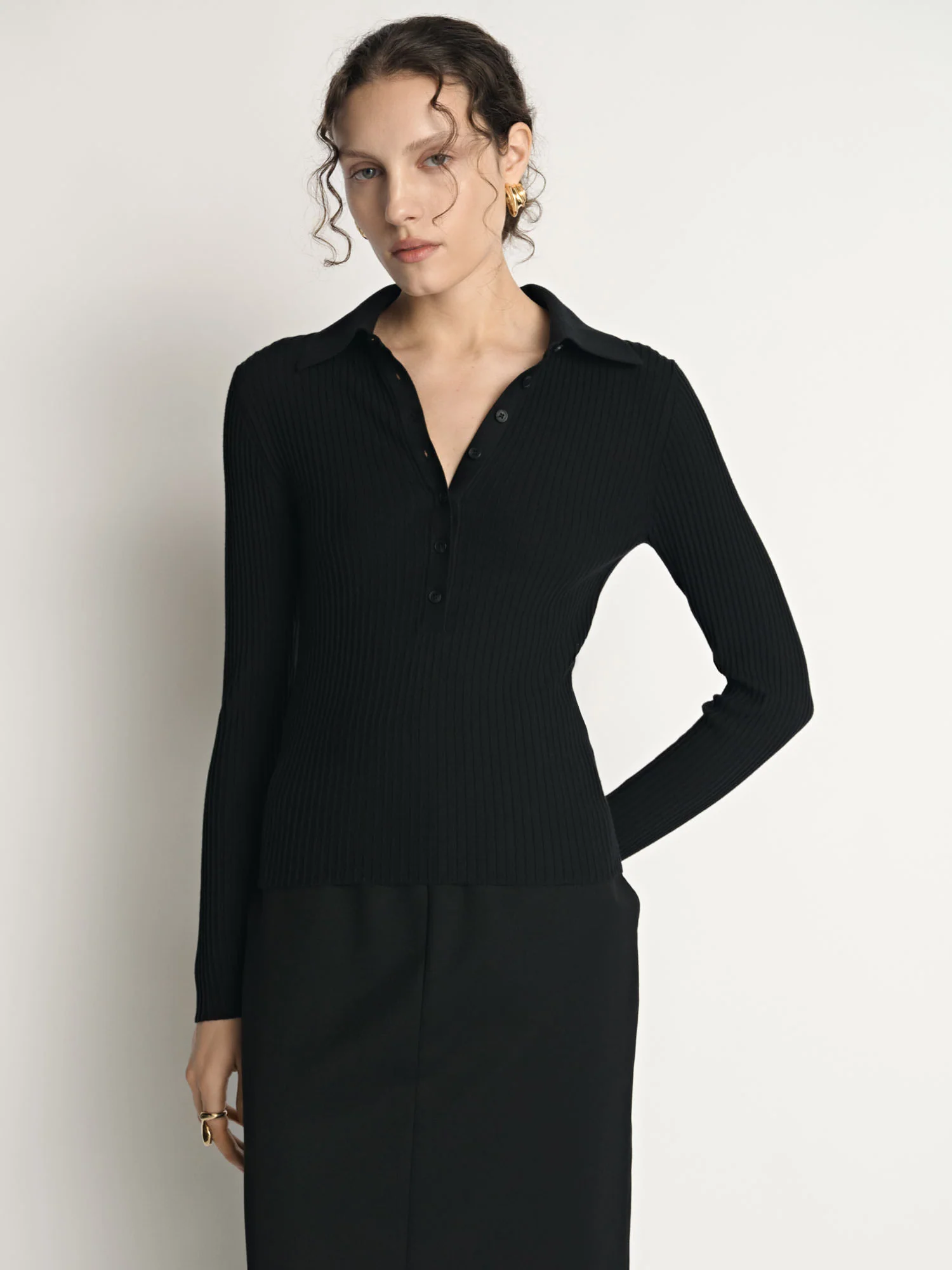 Cotton Silk Ribbed Polo