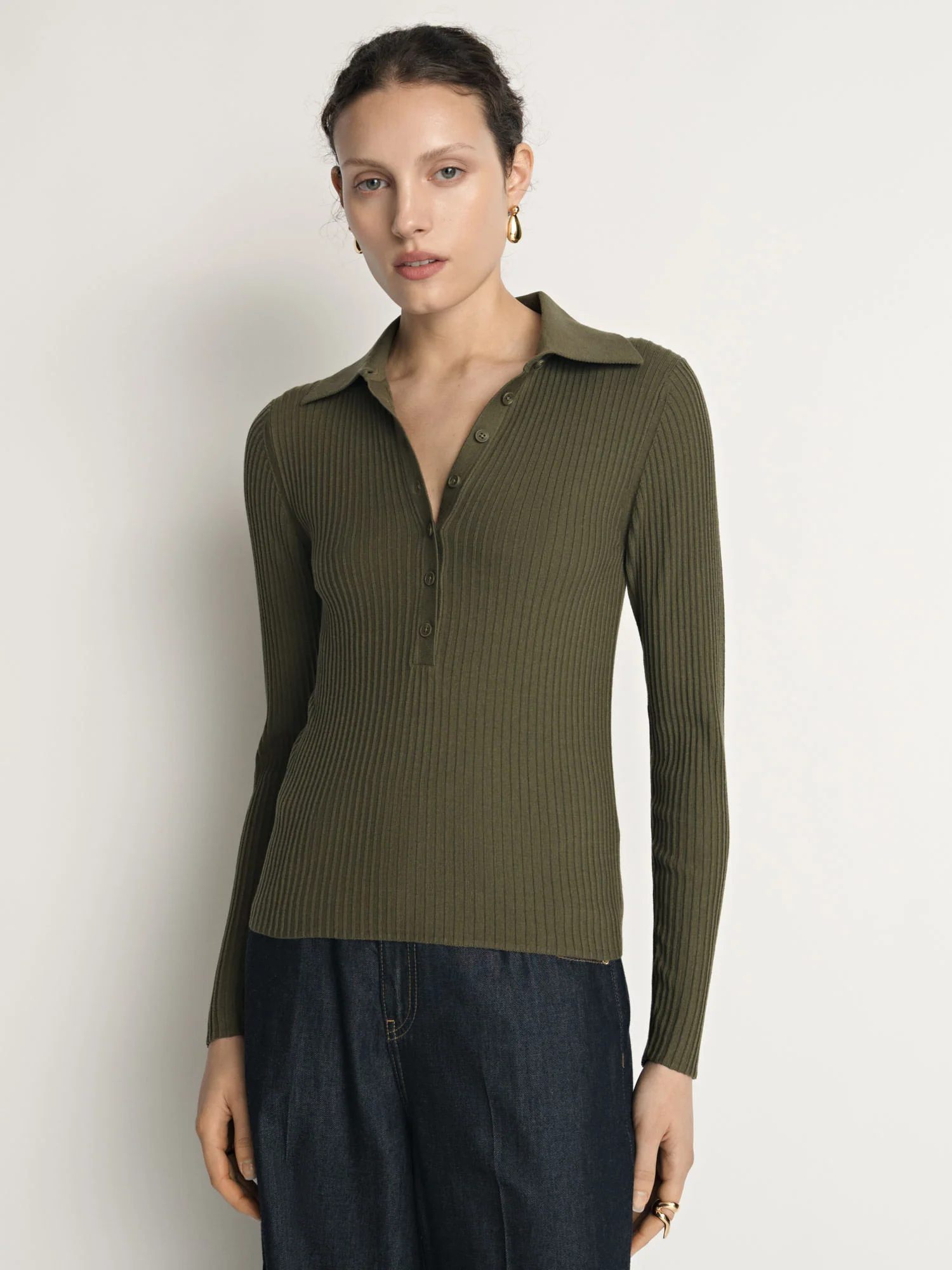 Cotton Silk Ribbed Polo