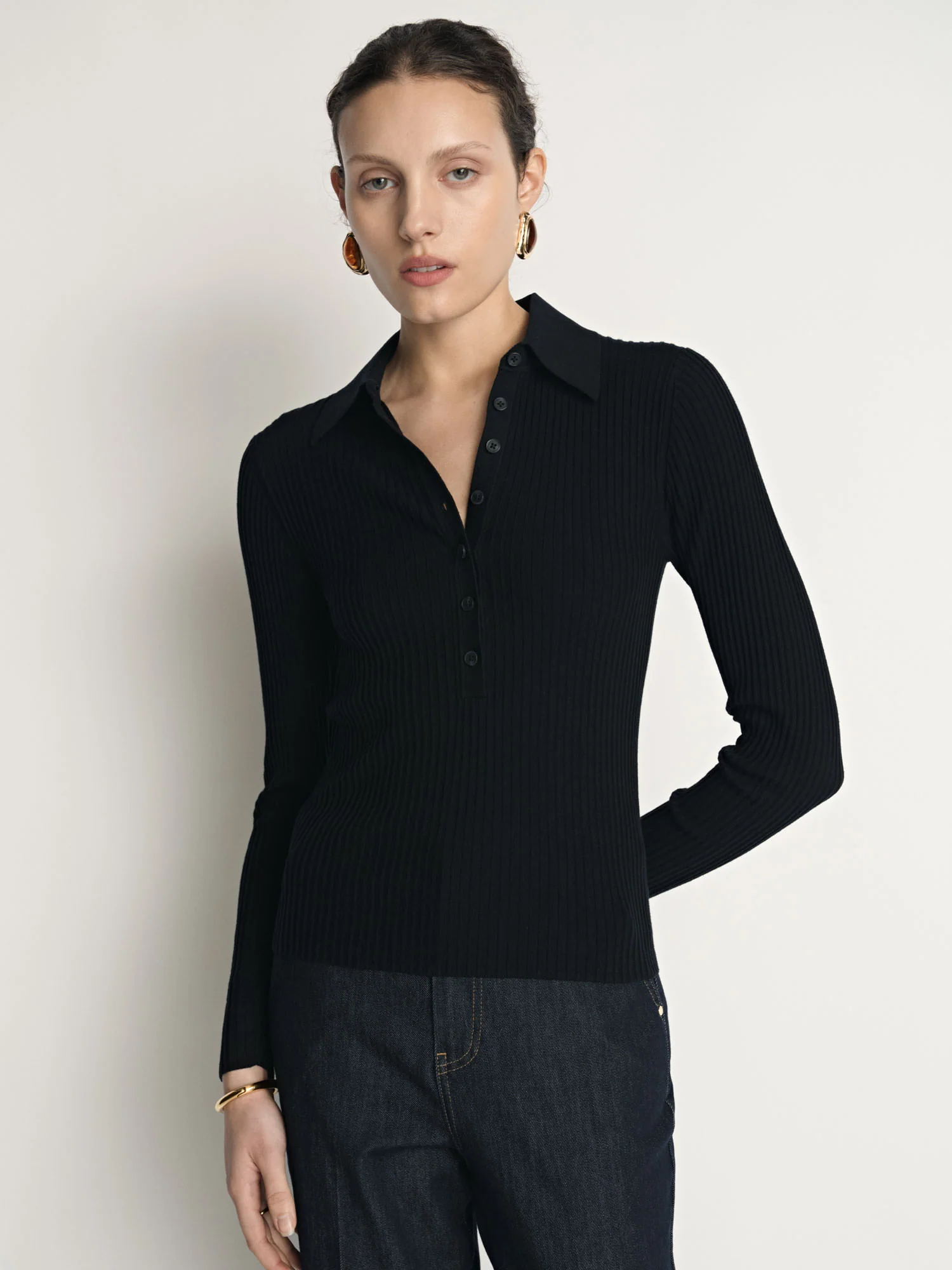 Cotton Silk Ribbed Polo