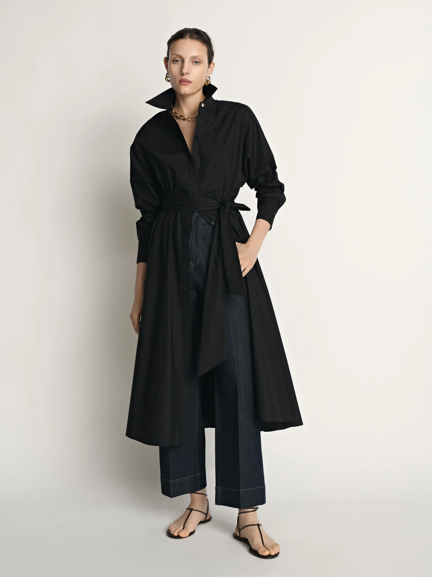 Cotton Tie Belt Shirtdress