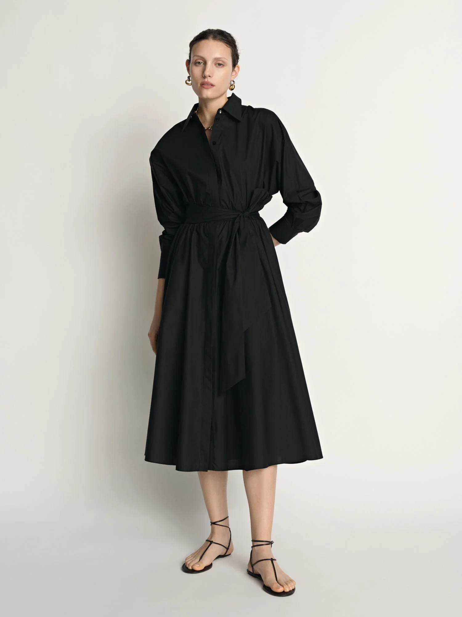 Cotton Tie Belt Shirtdress - Image 2