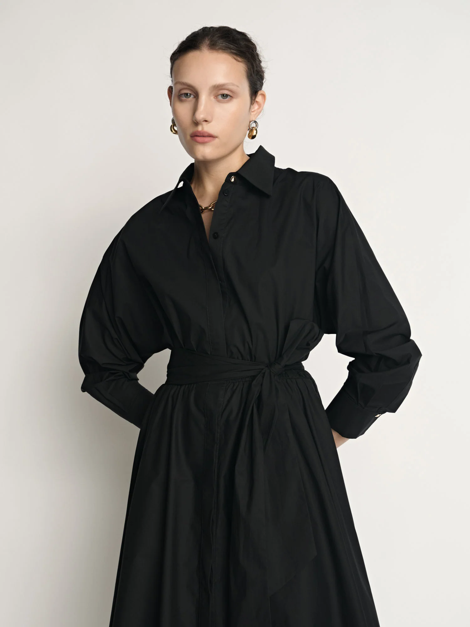 Cotton Tie Belt Shirtdress - Image 3