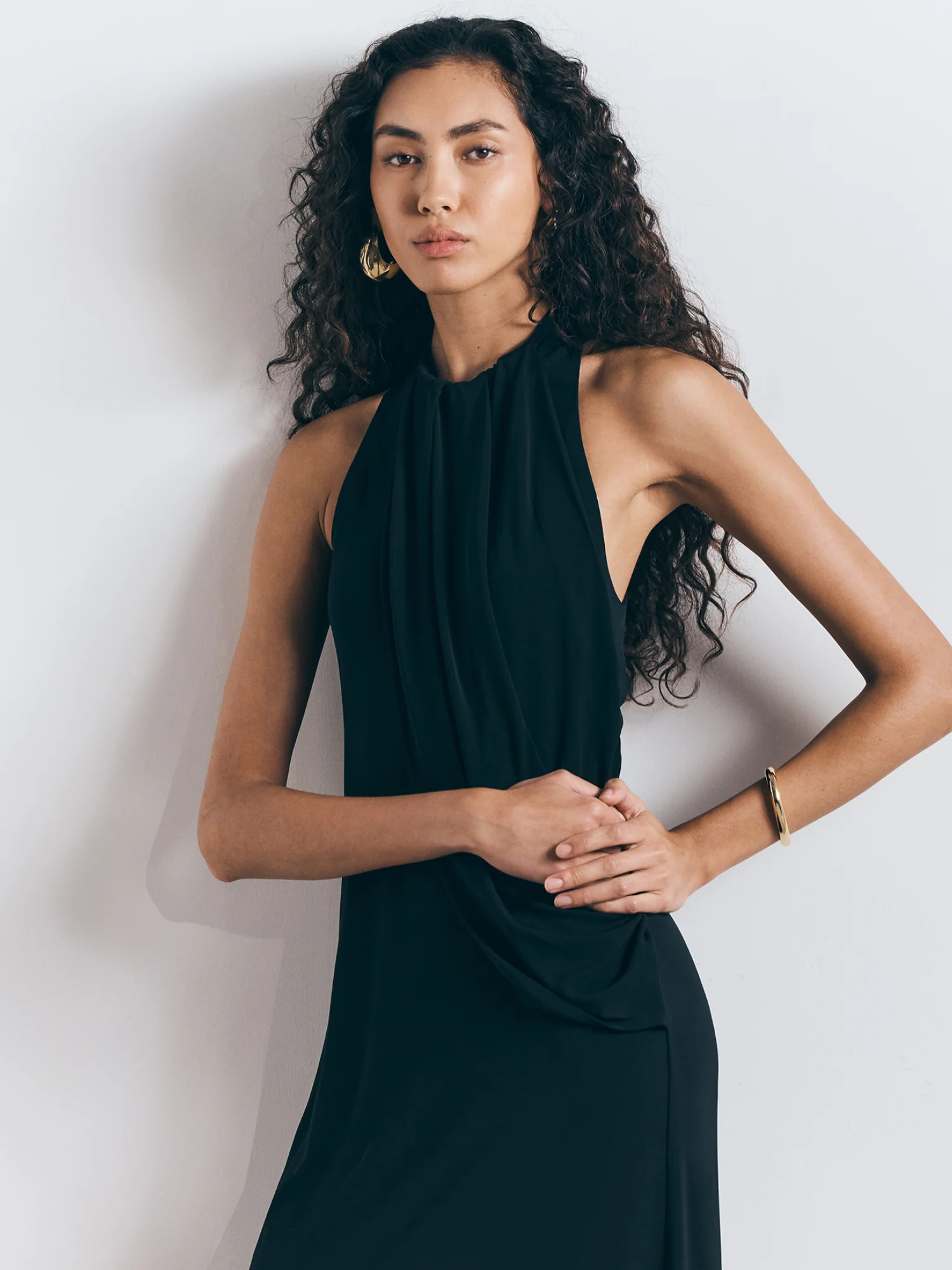 Crepe Jersey Draped Halter Dress - Image 5