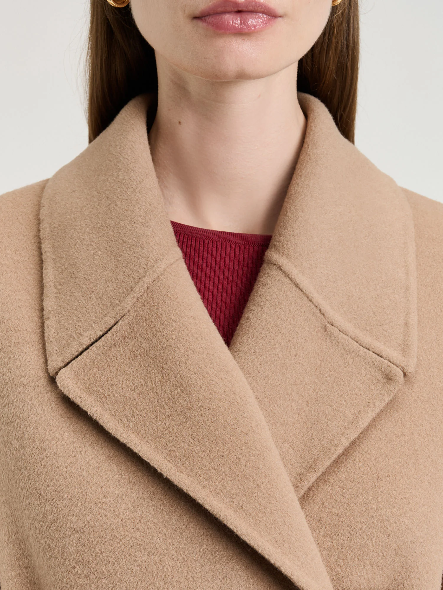 Double Faced Wool Belted Short Coat - Image 3