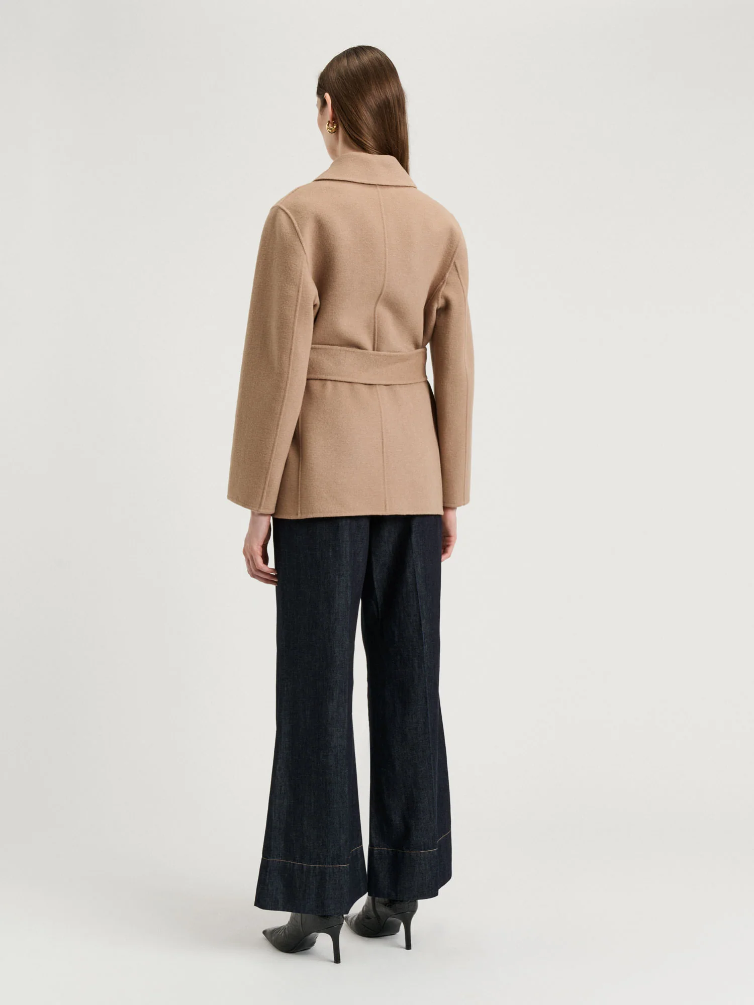 Double Faced Wool Belted Short Coat - Image 4