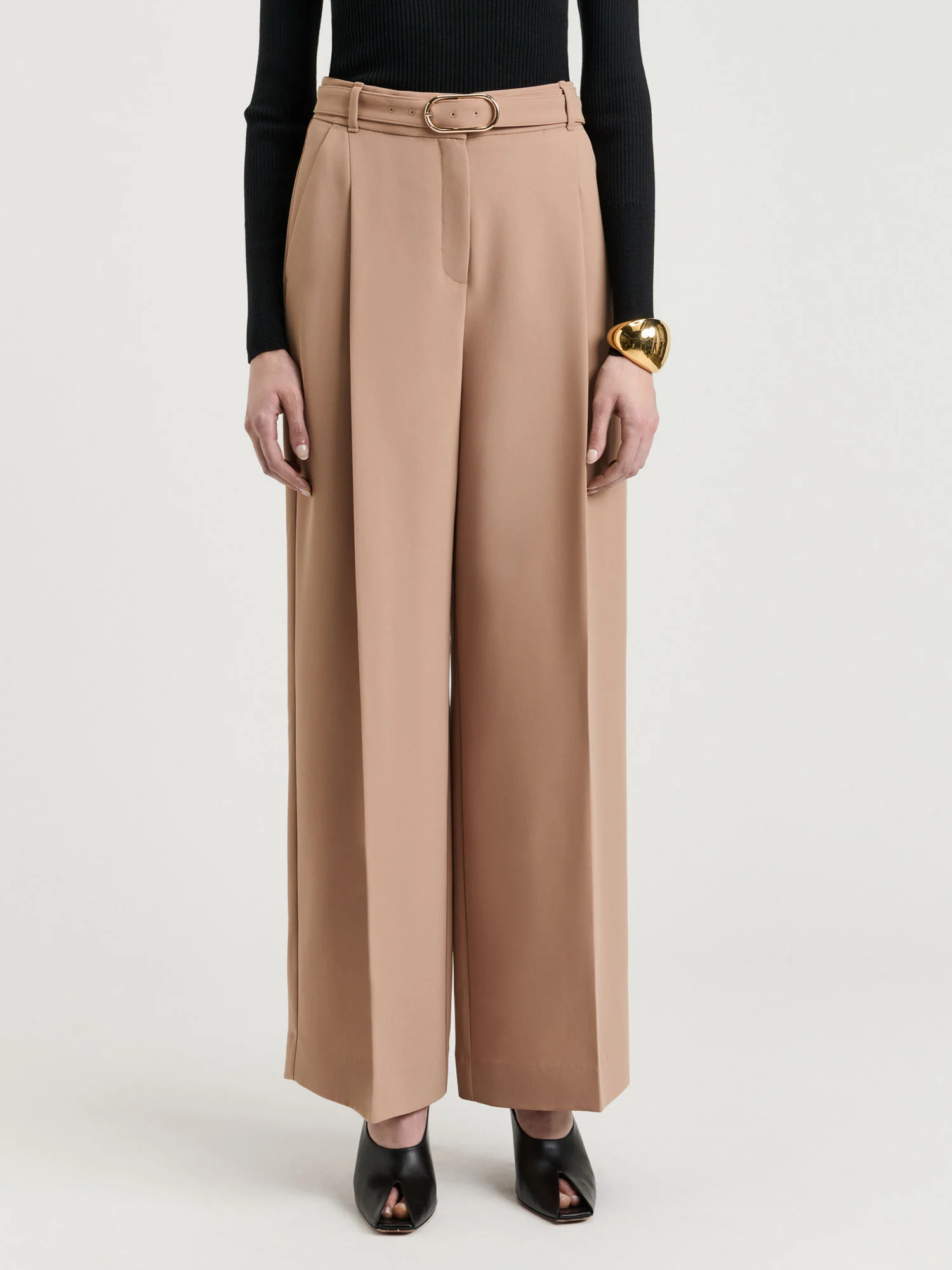 Double Weave Belted Straight Leg Pant - Image 3