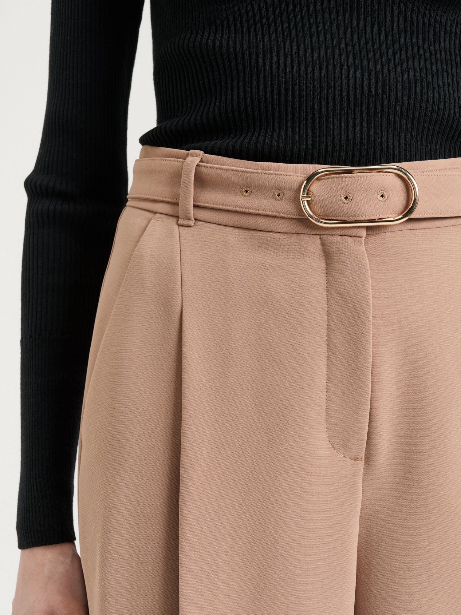 Double Weave Belted Straight Leg Pant - Image 4