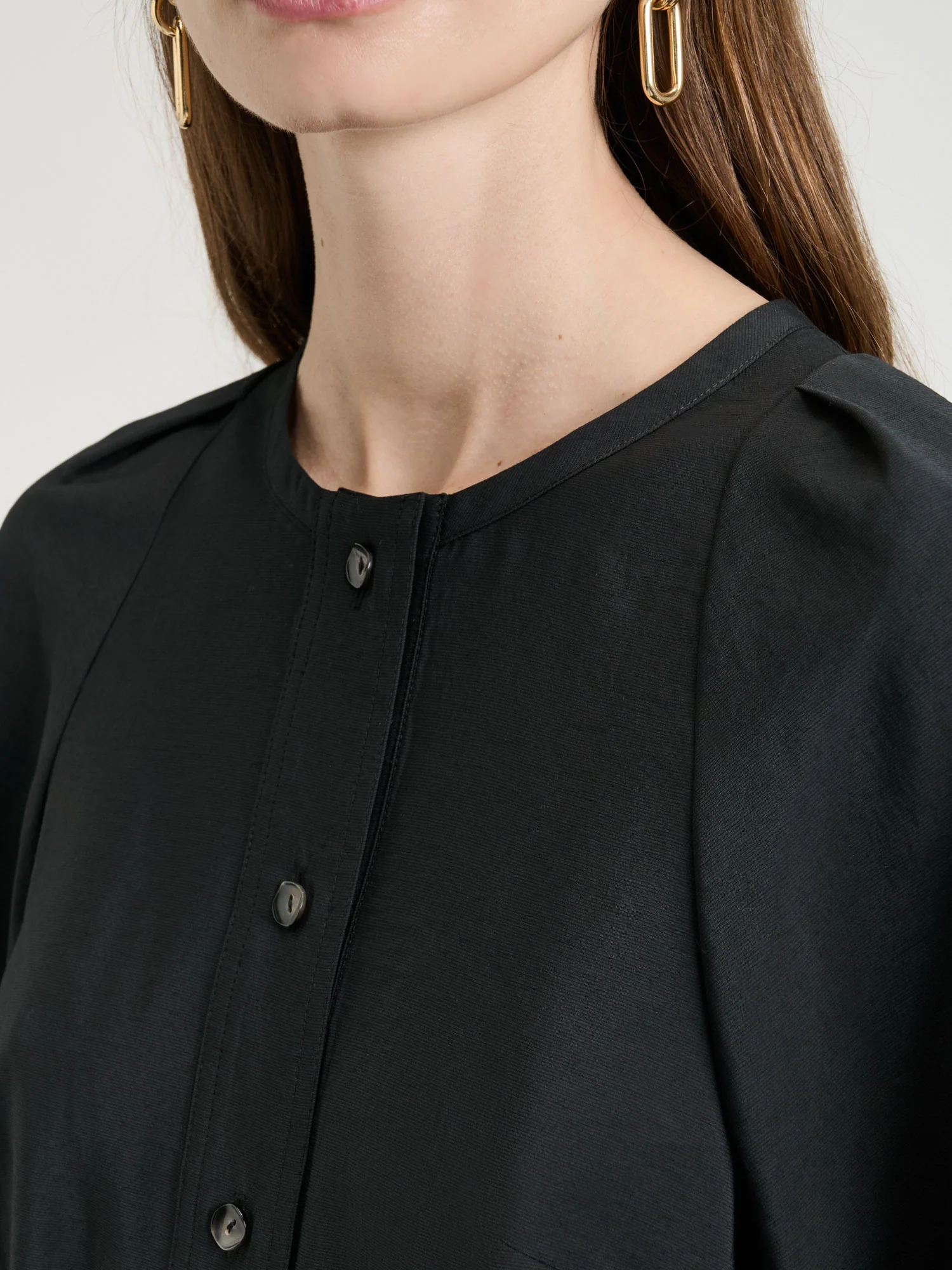 Drapey Modal Blend Lantern Sleeve Shirt - Image 3
