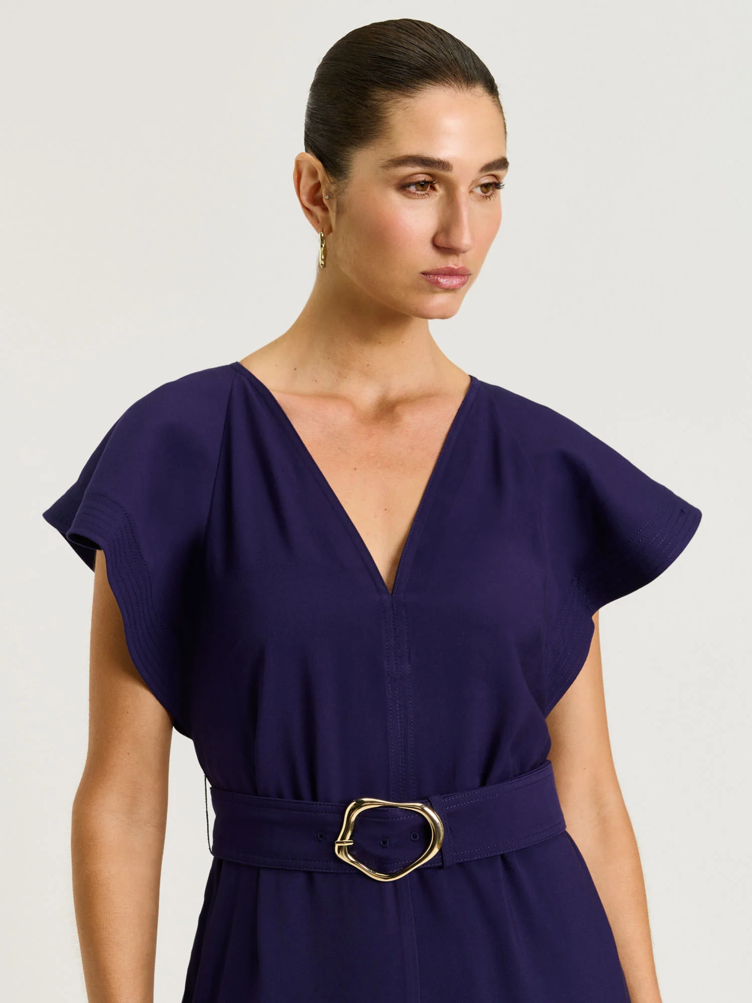 Drapey Viscose Twill V Neck Jumpsuit - Image 10