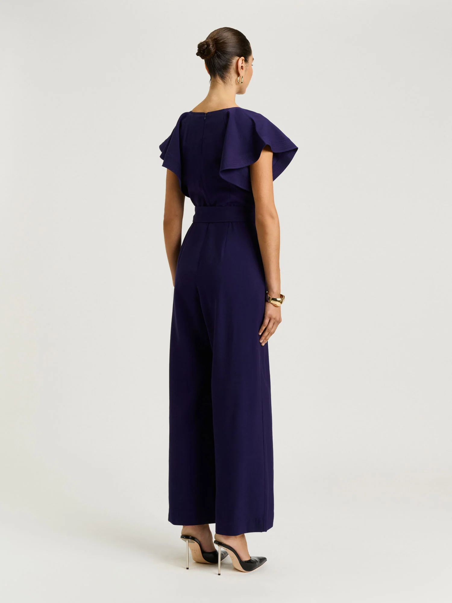 Drapey Viscose Twill V Neck Jumpsuit - Image 11