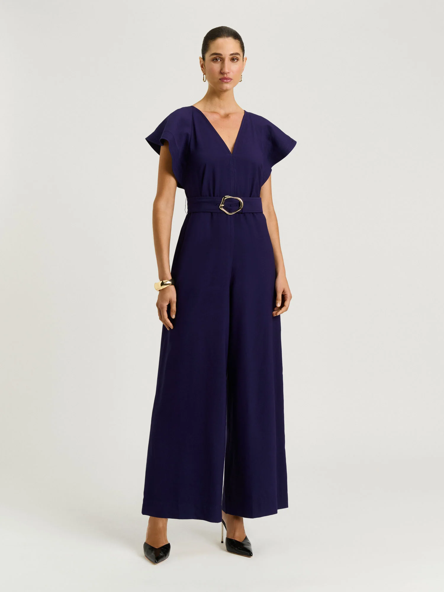 Drapey Viscose Twill V Neck Jumpsuit - Image 6