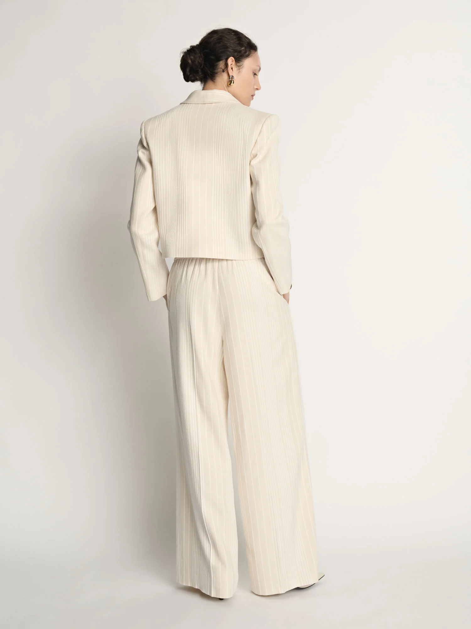 Embroidered Stripe Cropped Blazer - Image 6