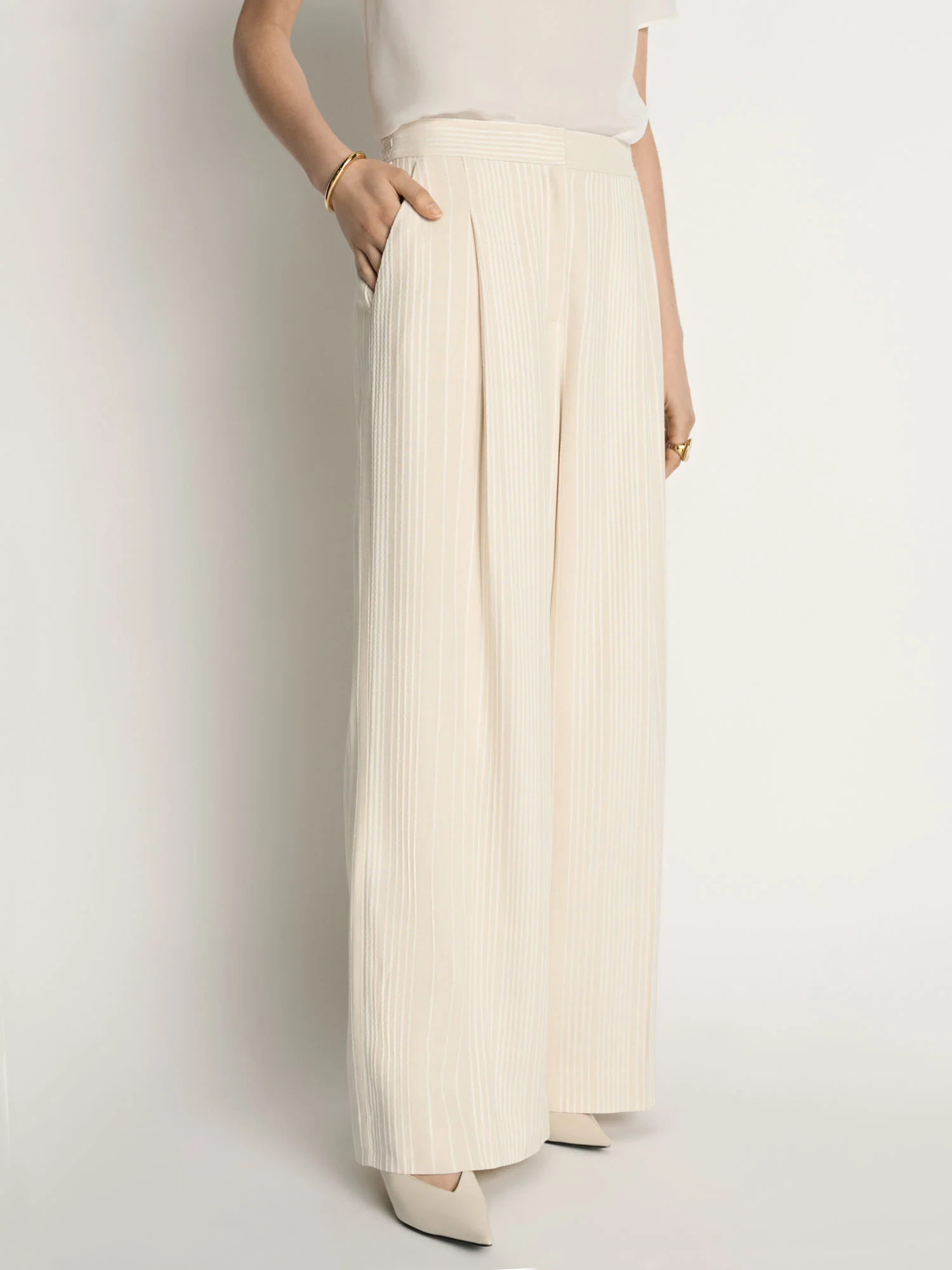 Embroidered Stripe Wide Leg Pant - Image 2