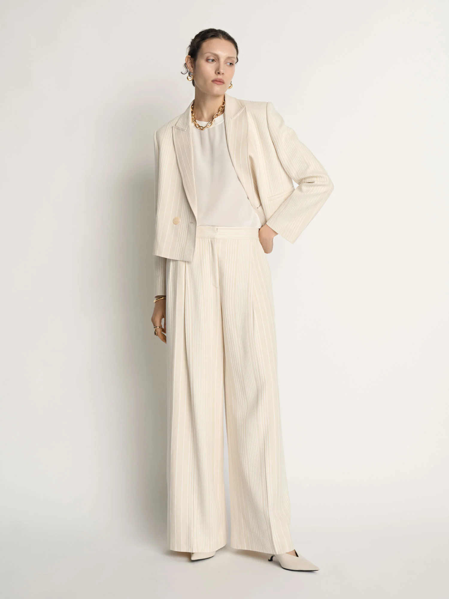 Embroidered Stripe Wide Leg Pant - Image 3
