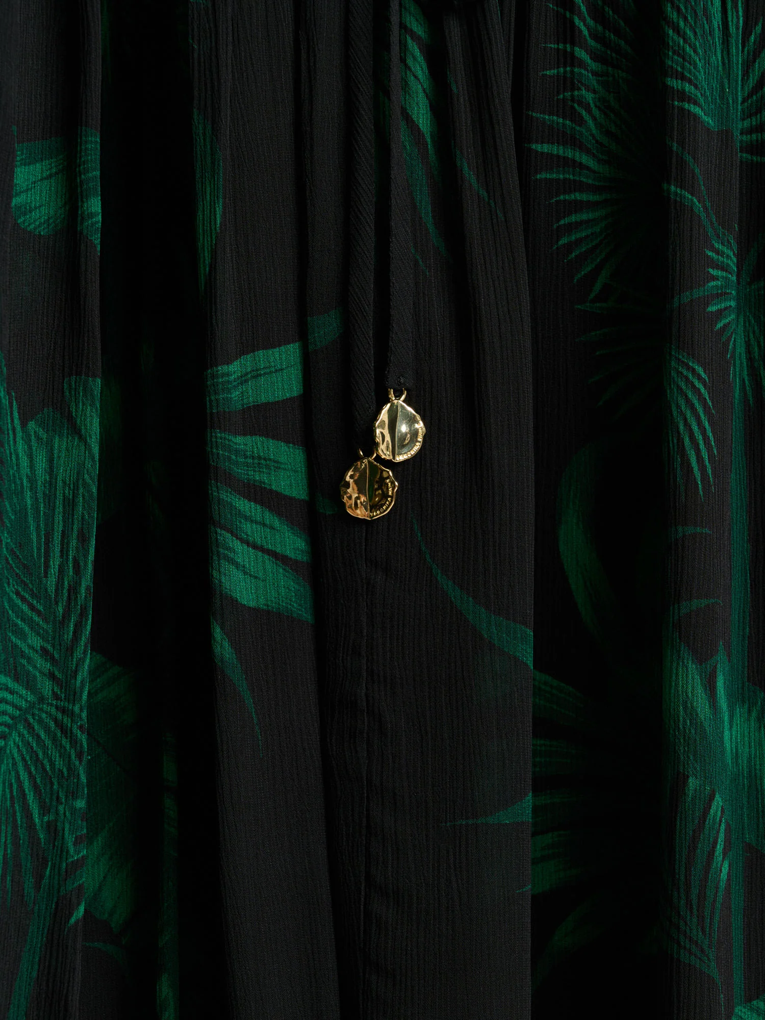 Emerald Palm Crinkle Georgette Maxi Dress - Image 6