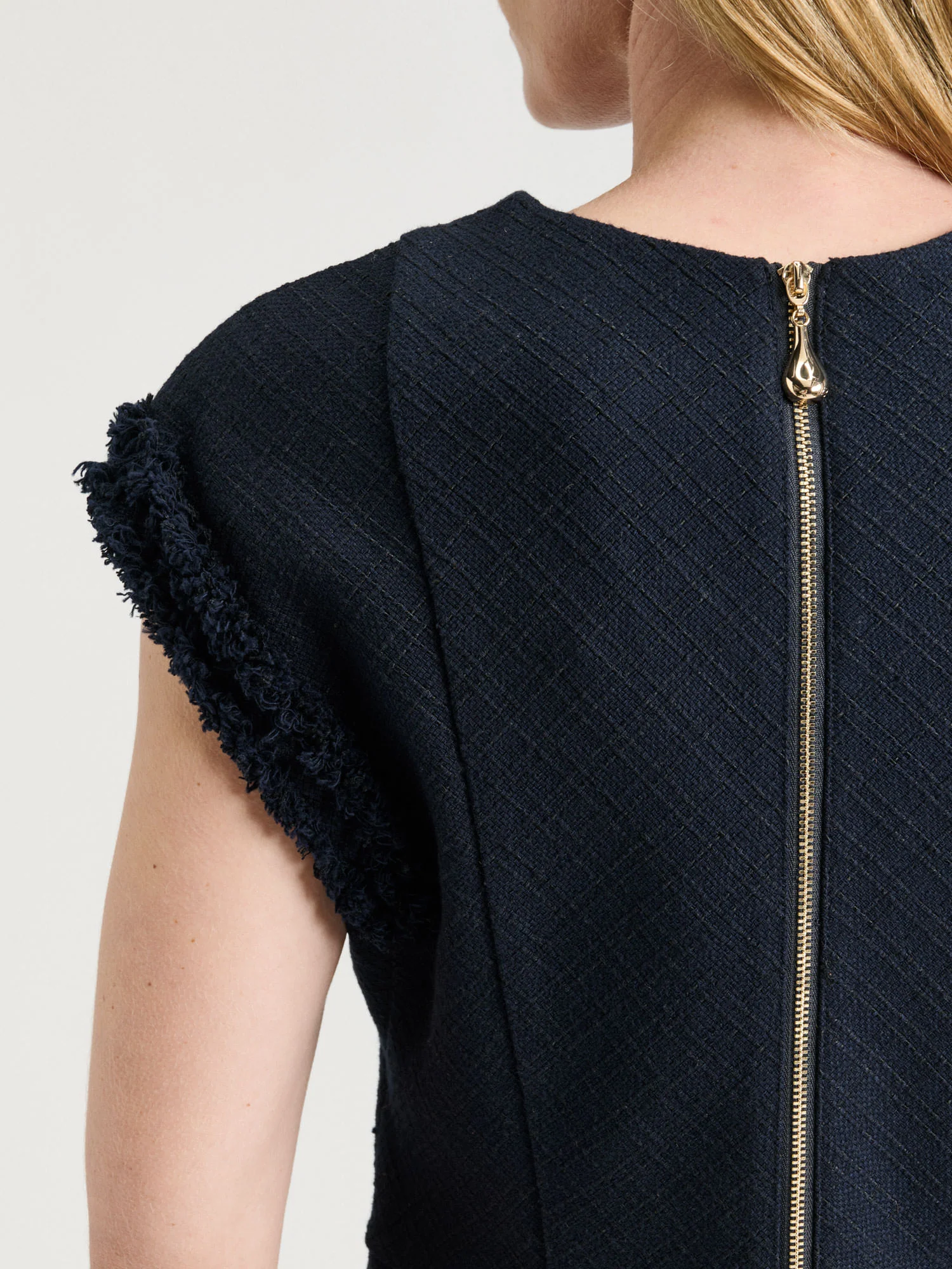 European Check Tweed Midi Dress - Image 4
