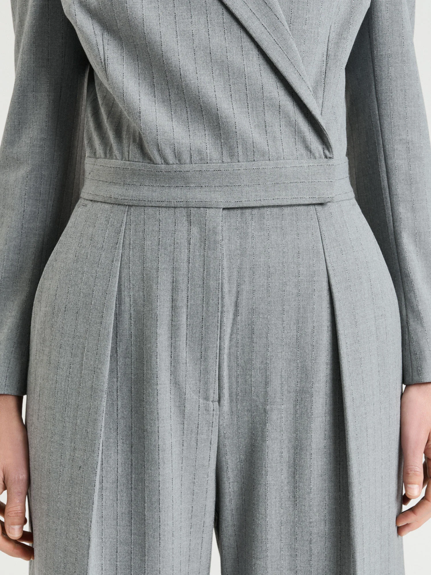 Grey Pinstripe Jumpsuit - Image 4