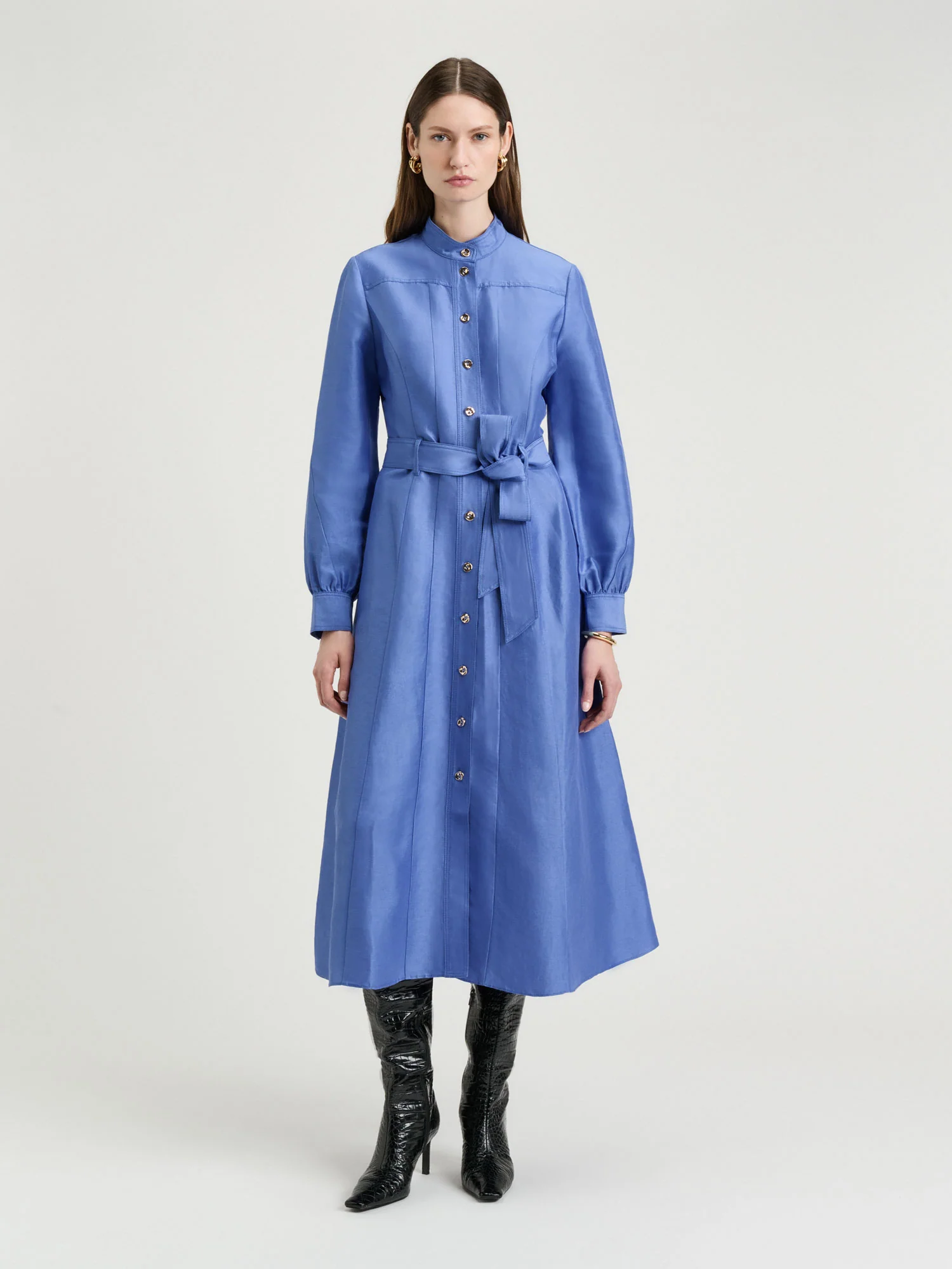 Hydrangea Linen Viscose Midi Shirtdress