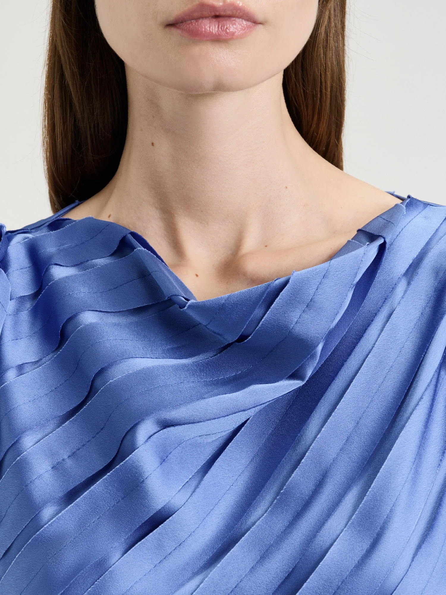 Hydrangea Strip Satin Bias Blouse - Image 3