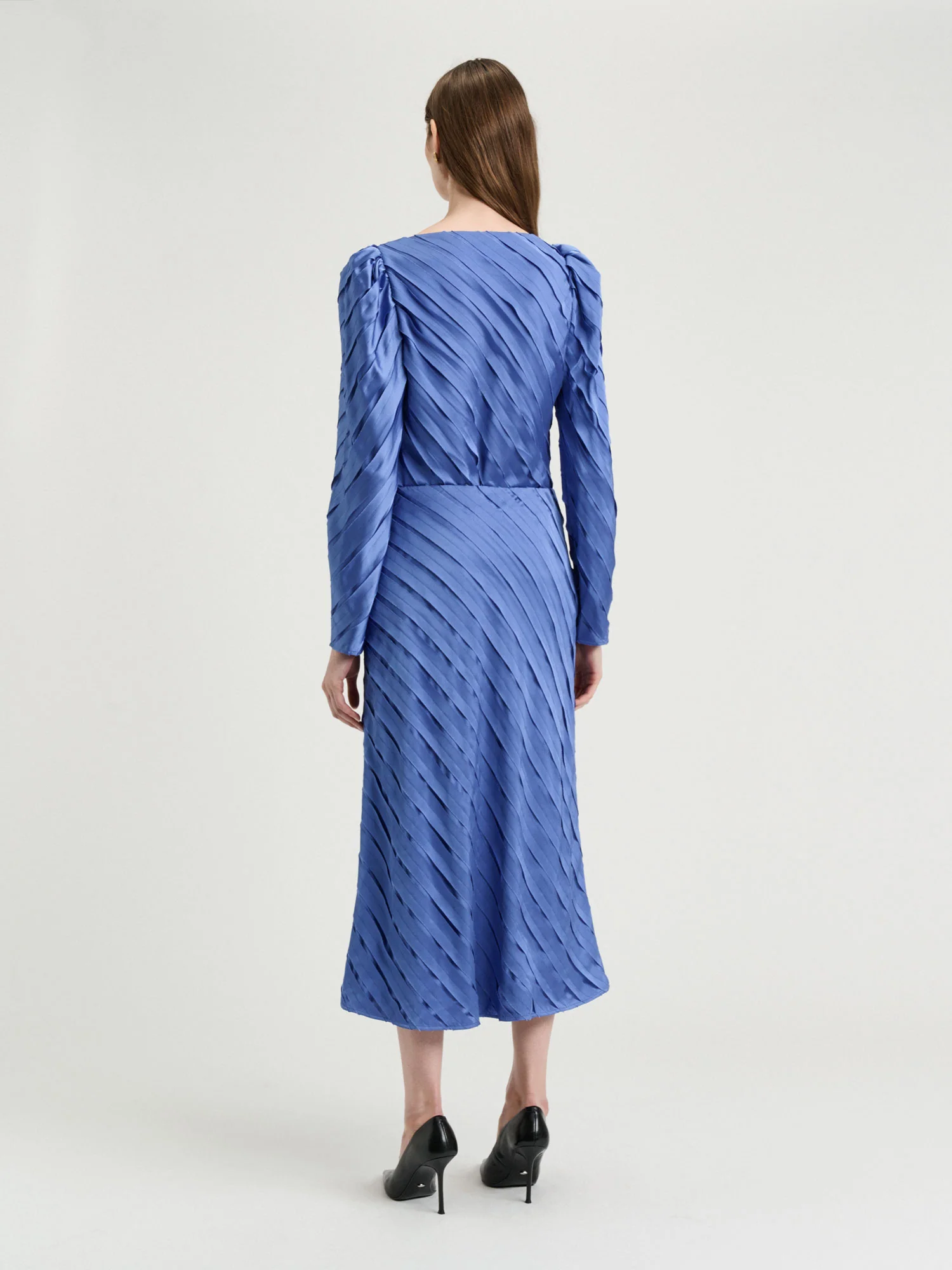 Hydrangea Strip Satin Bias Skirt - Image 3
