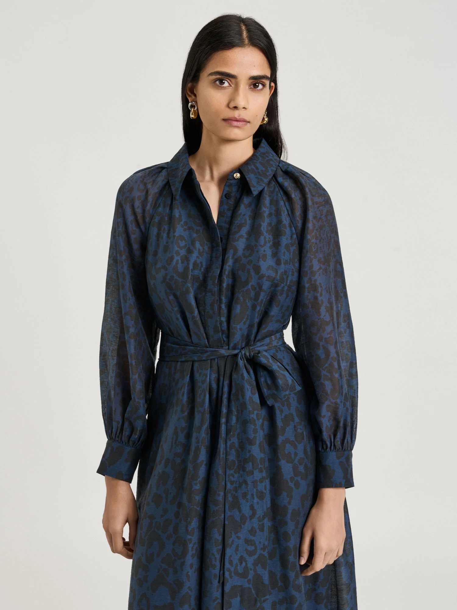 Ink Leopard Haze Midi Shirtdress - Image 2