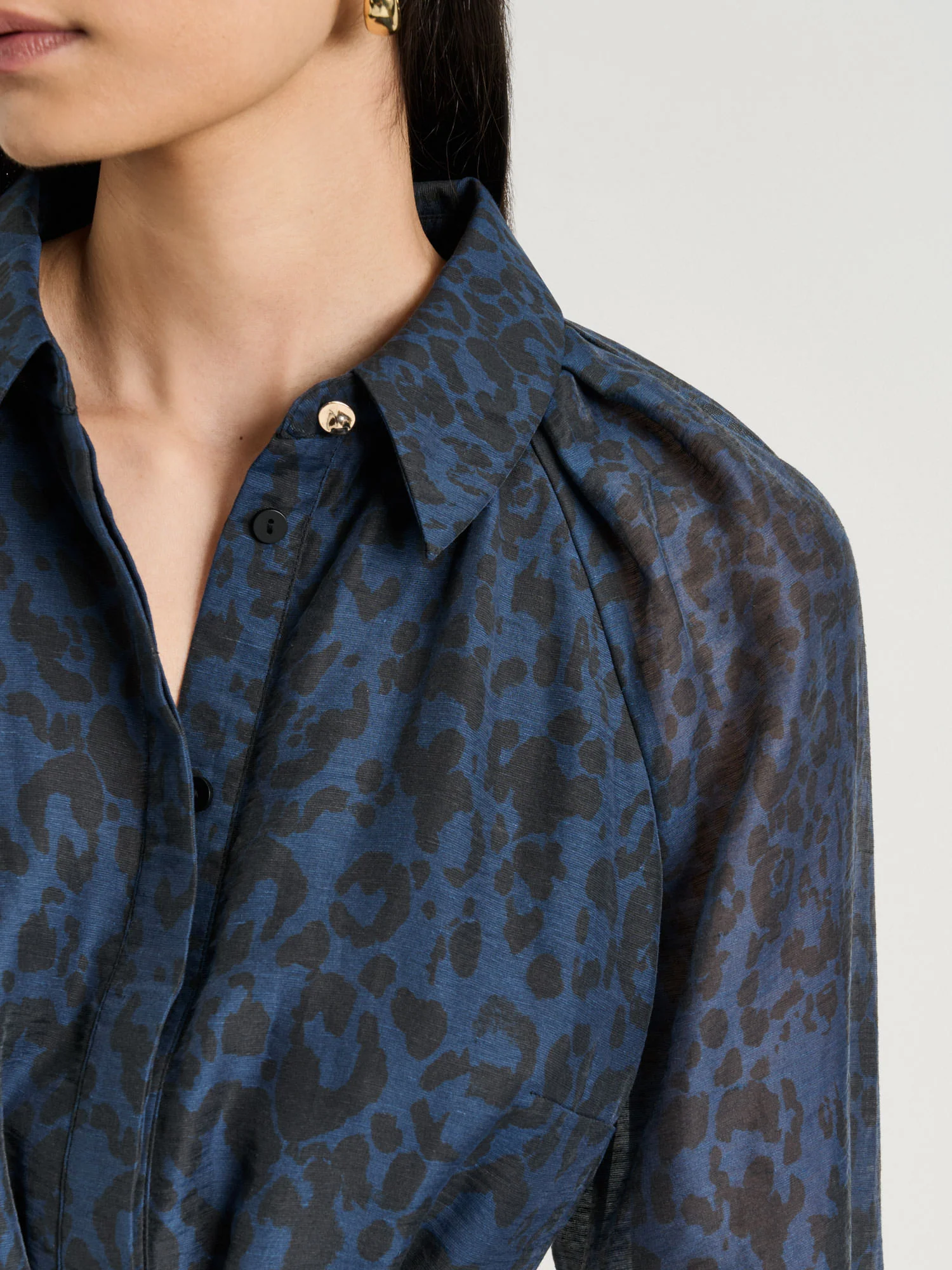Ink Leopard Haze Midi Shirtdress - Image 3