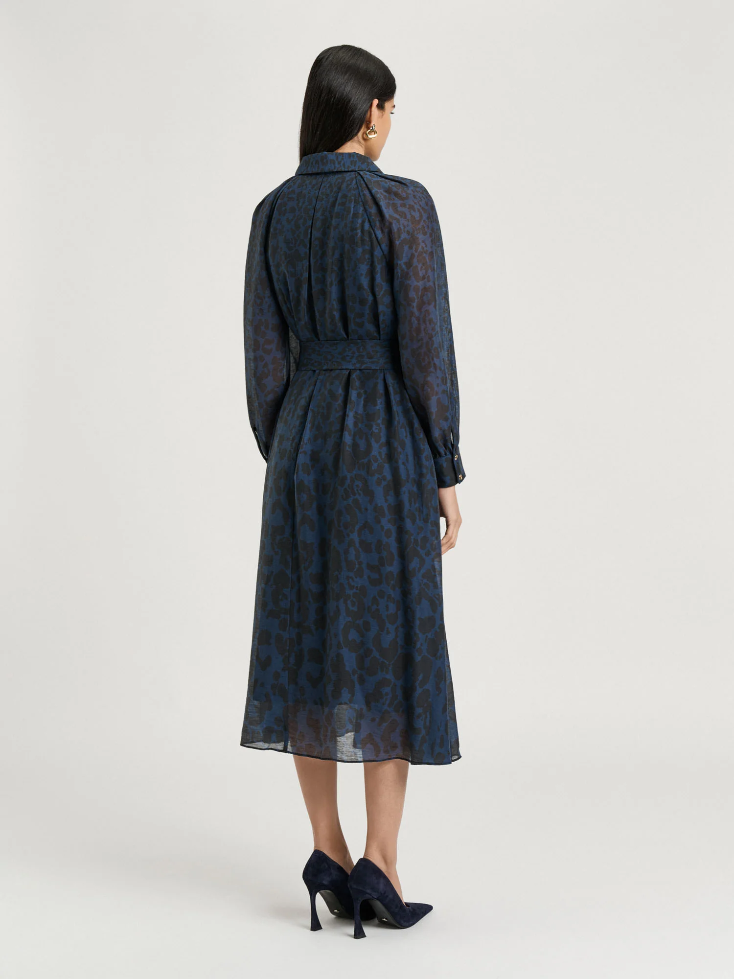 Ink Leopard Haze Midi Shirtdress - Image 4