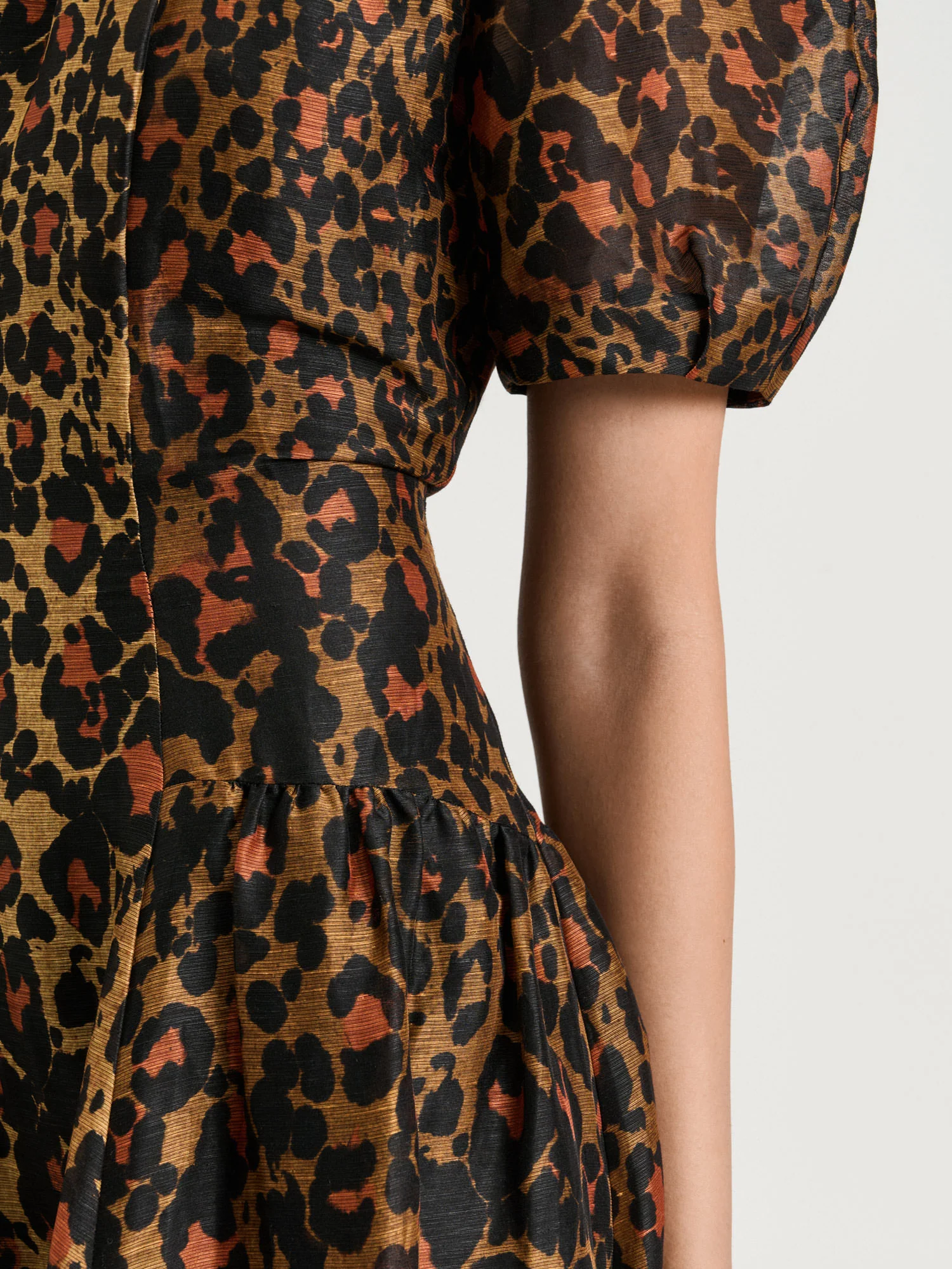 Leopard Haze Silk Linen Midi Dress - Image 3