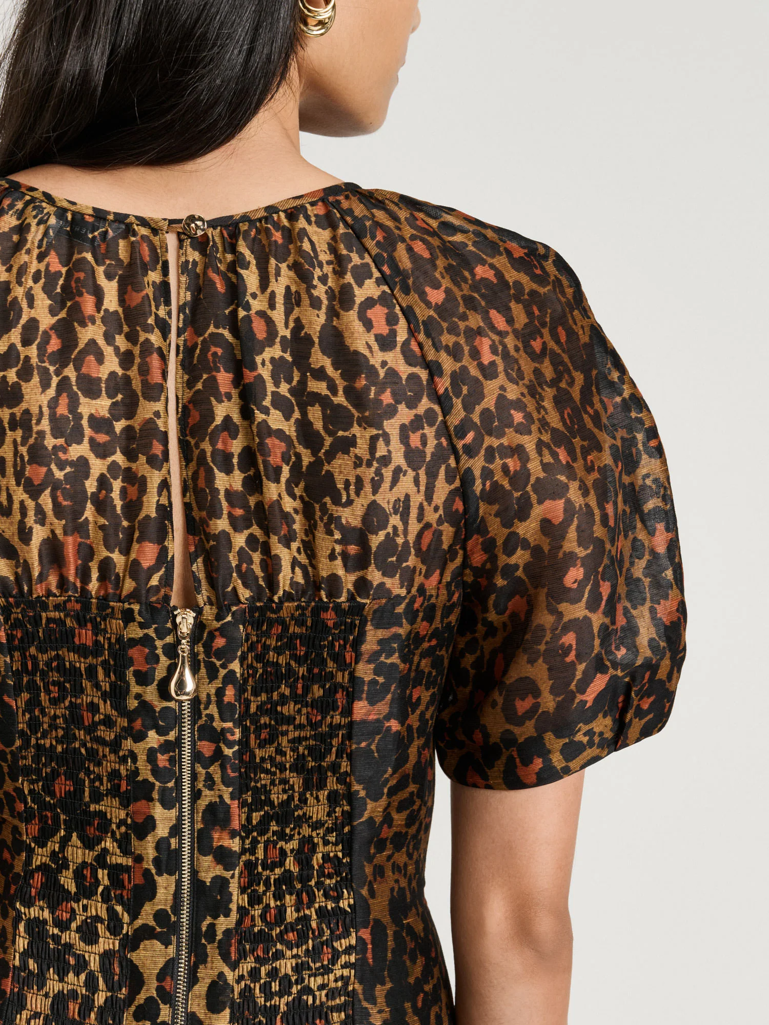 Leopard Haze Silk Linen Midi Dress - Image 4