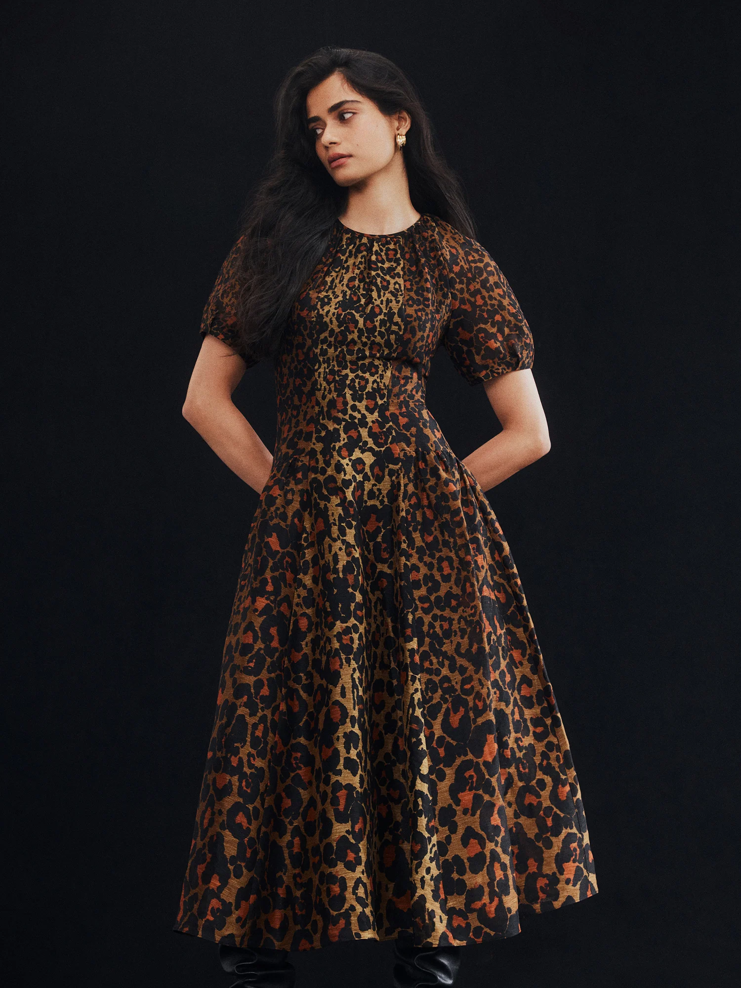Leopard Haze Silk Linen Midi Dress - Image 6