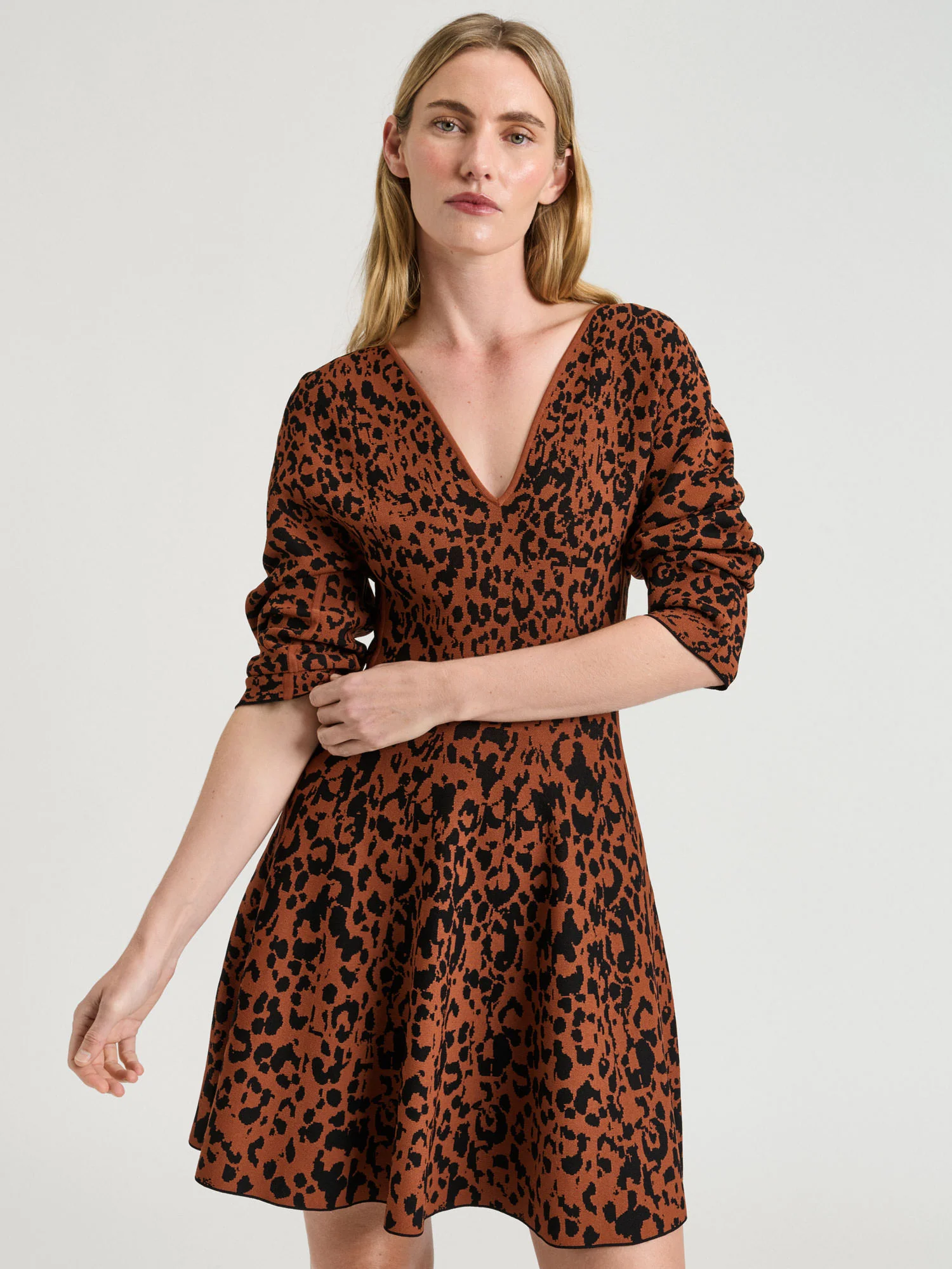Leopard Jacquard Knit Mini Dress - Image 2