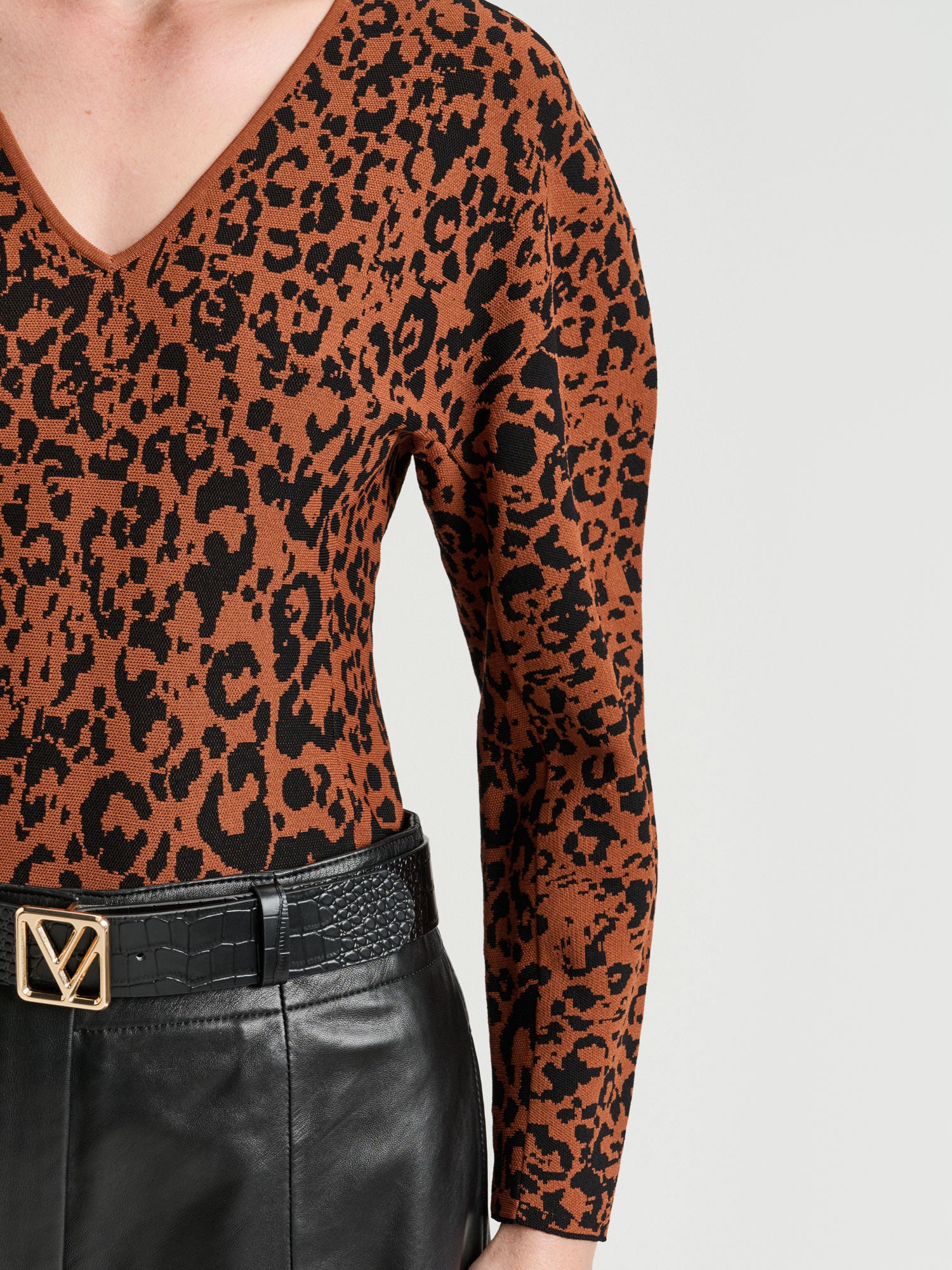 Leopard Jacquard Knit Top - Image 3