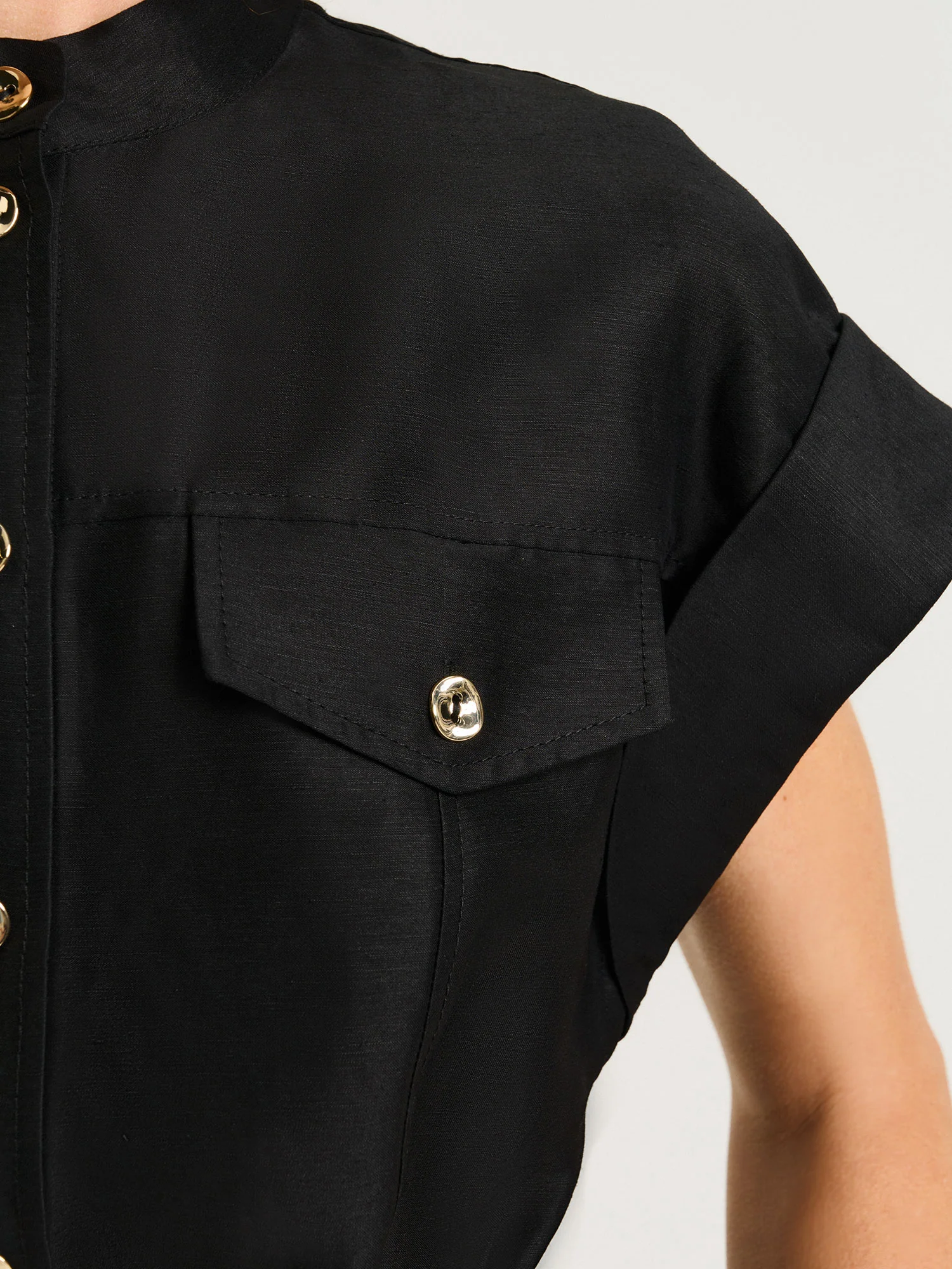 Linen Viscose Blend Utility Midi Dress - Image 3