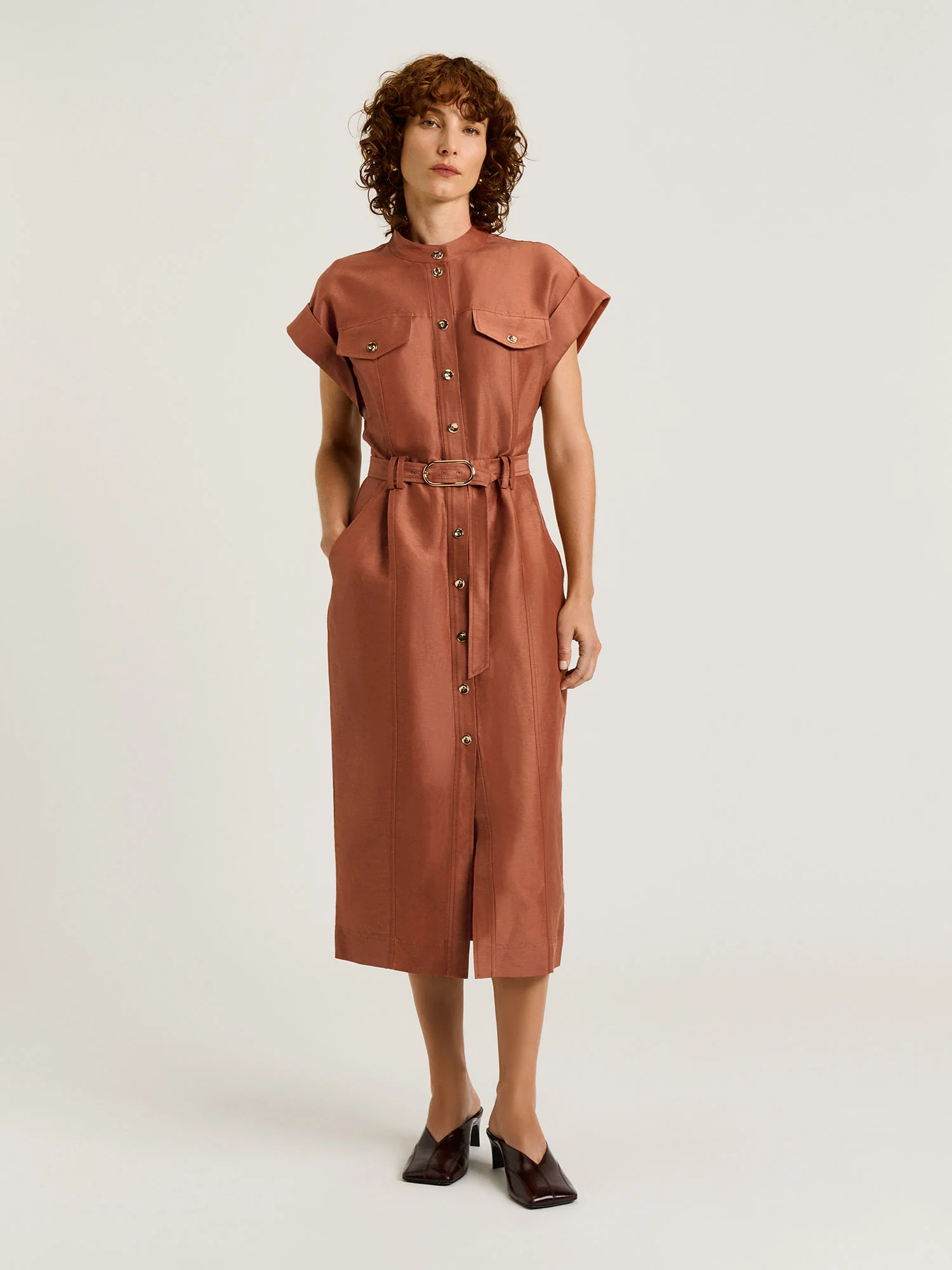 Linen Viscose Blend Utility Midi Dress - Image 5