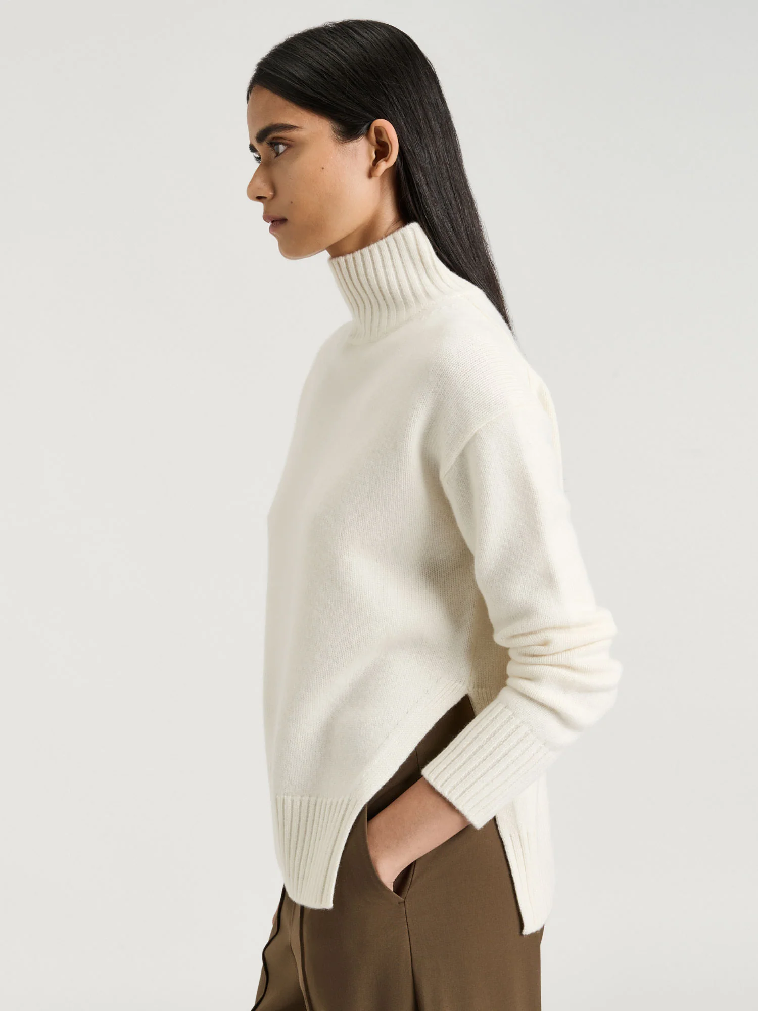 Merino Cashmere Blend Oversized Funnel Neck Sweater - Image 10