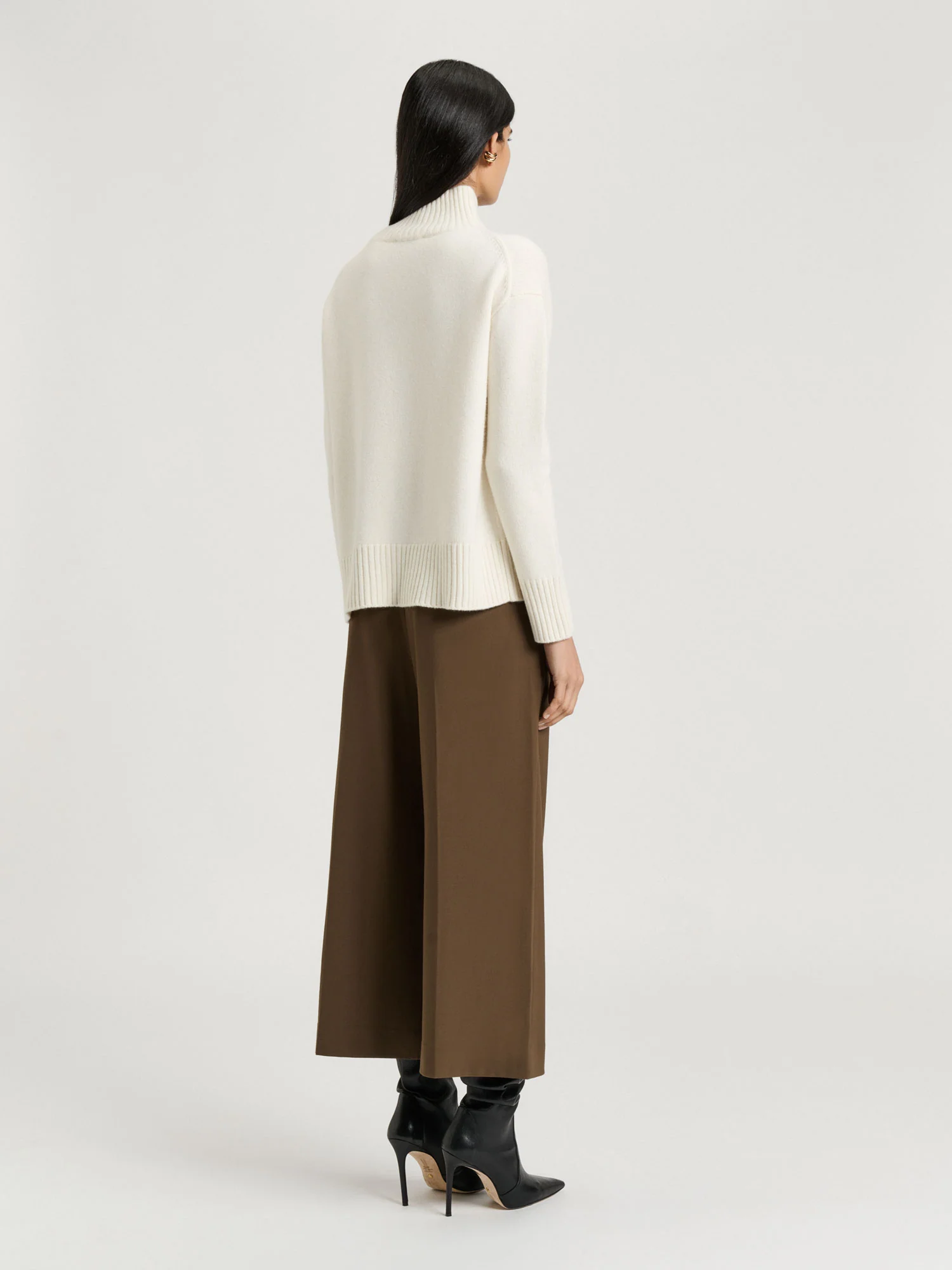 Merino Cashmere Blend Oversized Funnel Neck Sweater - Image 11