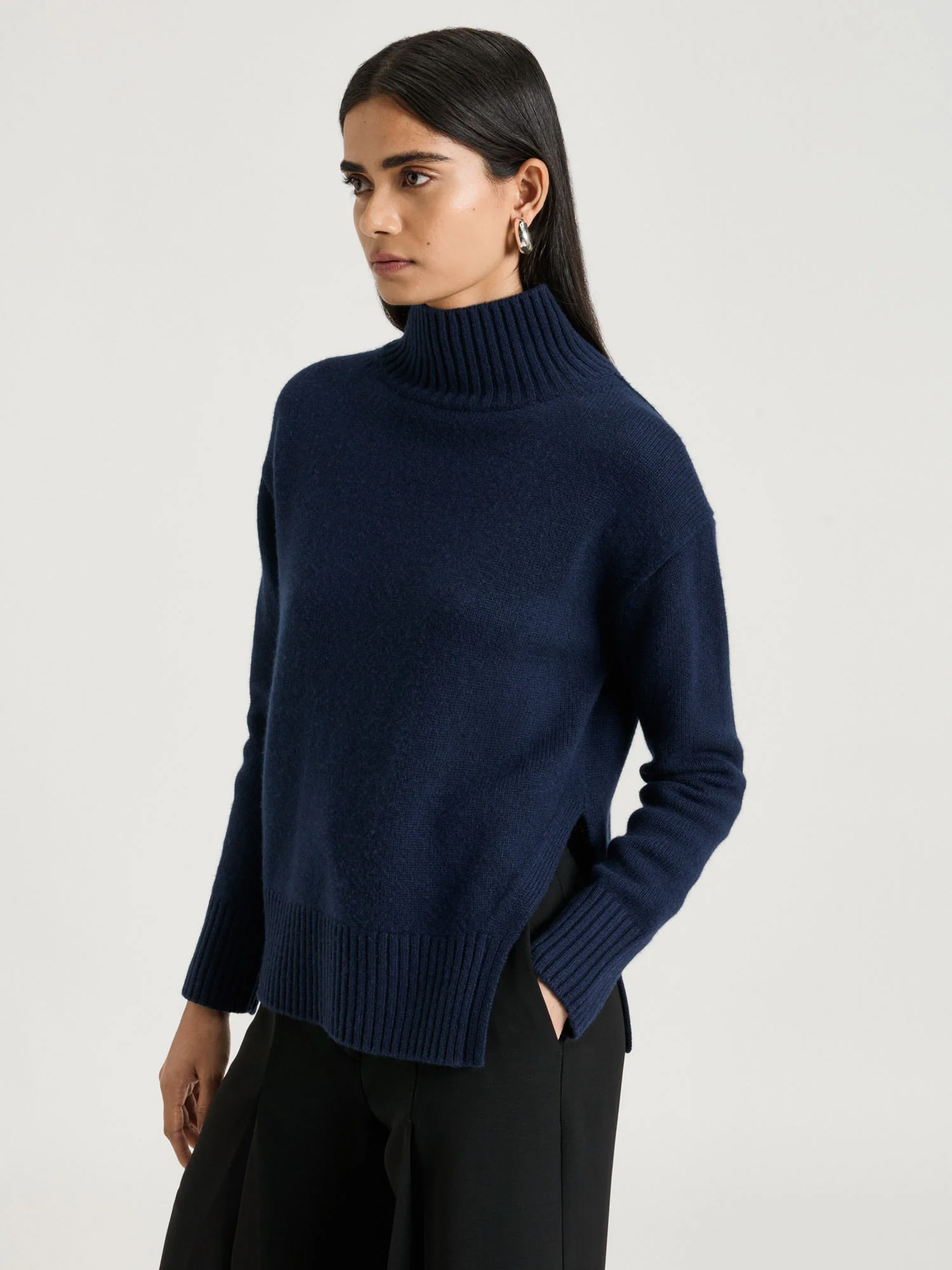Merino Cashmere Blend Oversized Funnel Neck Sweater - Image 12