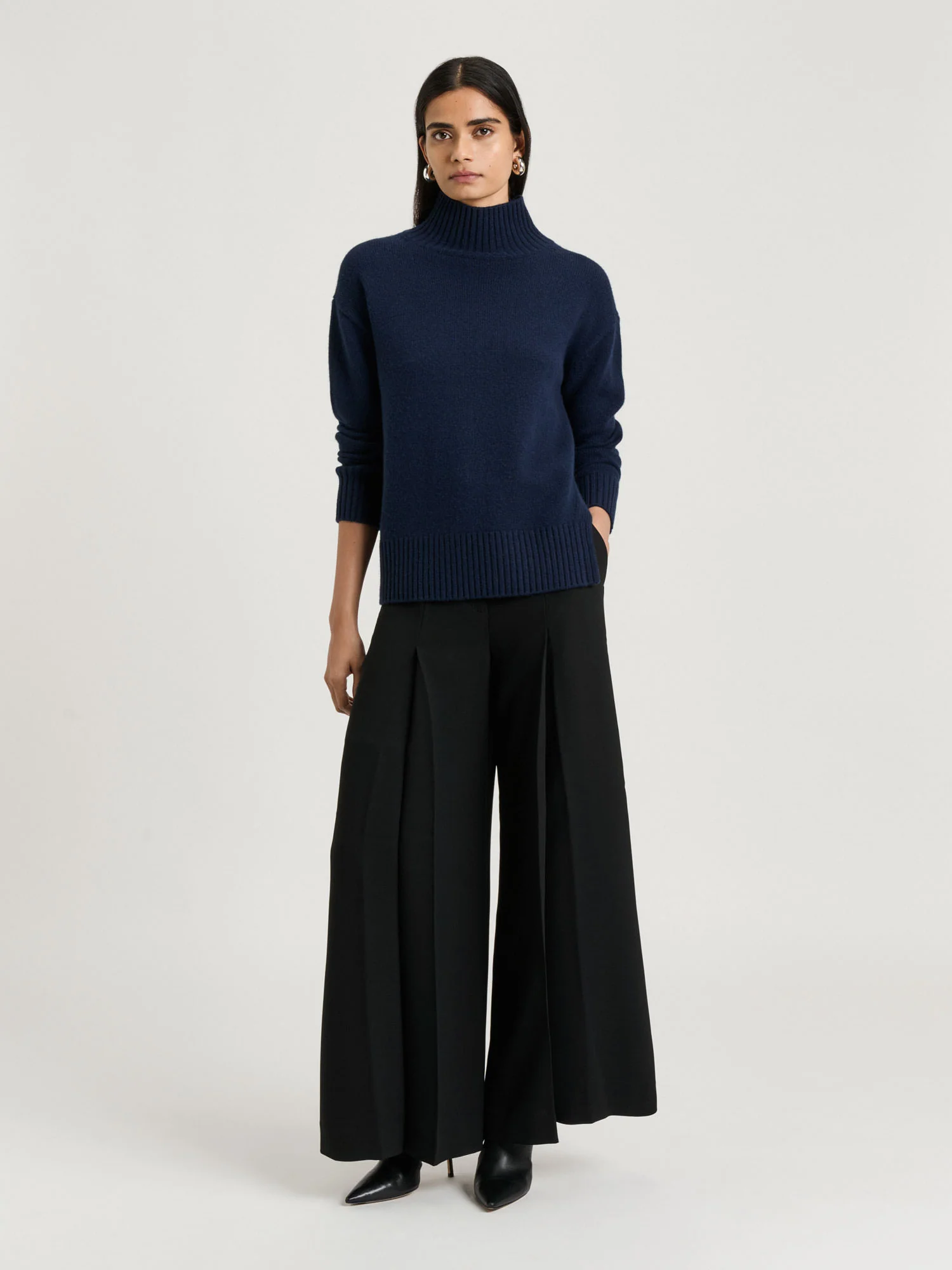 Merino Cashmere Blend Oversized Funnel Neck Sweater - Image 13